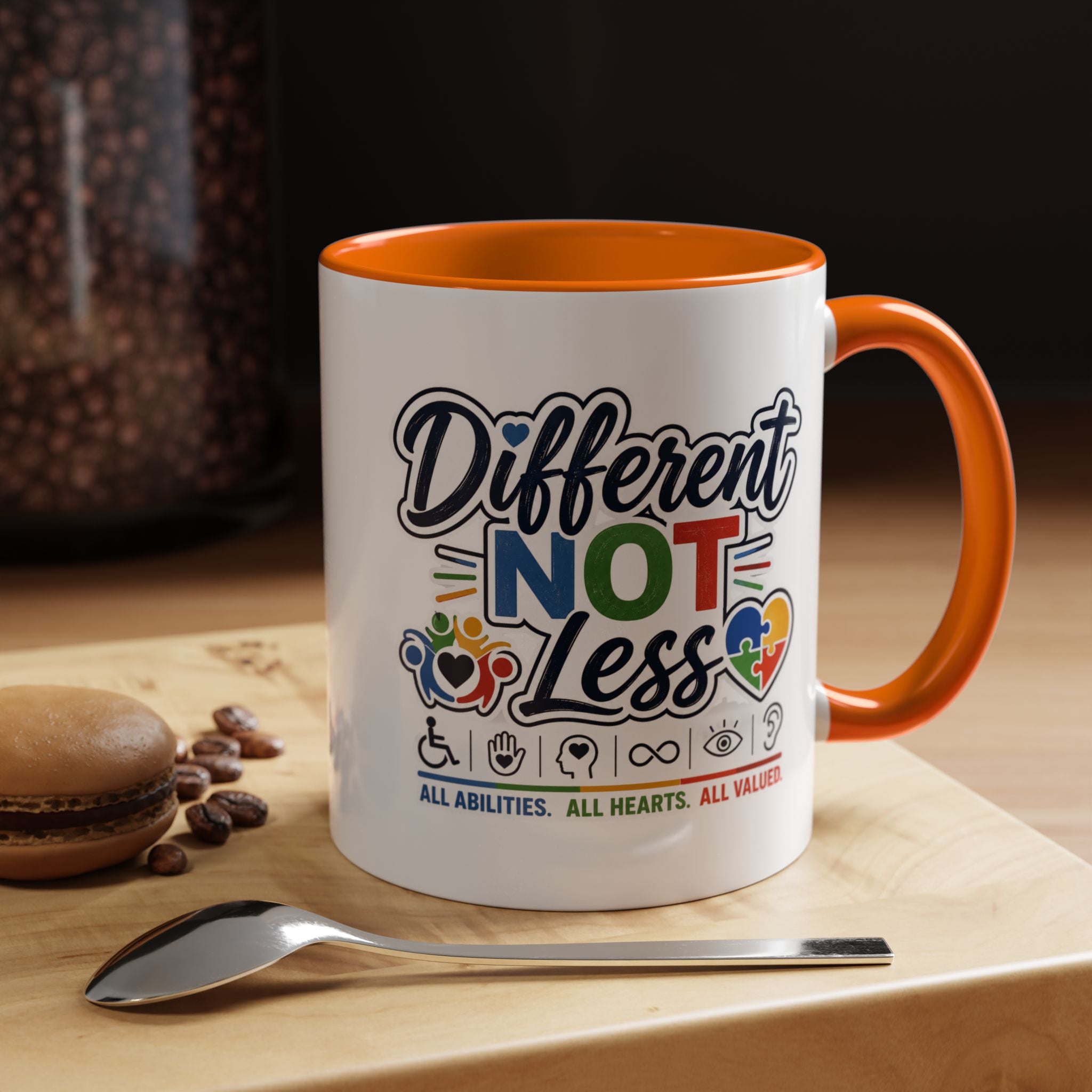 Different Not Less Accent Coffee Mug – Disability Pride Inspirational 11/15oz
