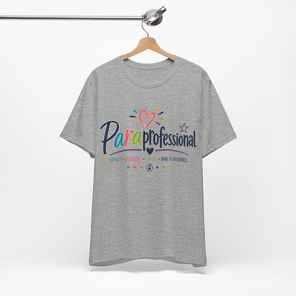Paraprofessional Shirt Support Encourage Inspire Teacher Aide T Shirt Rainbow Heart Special Education Gift School Staff Tee