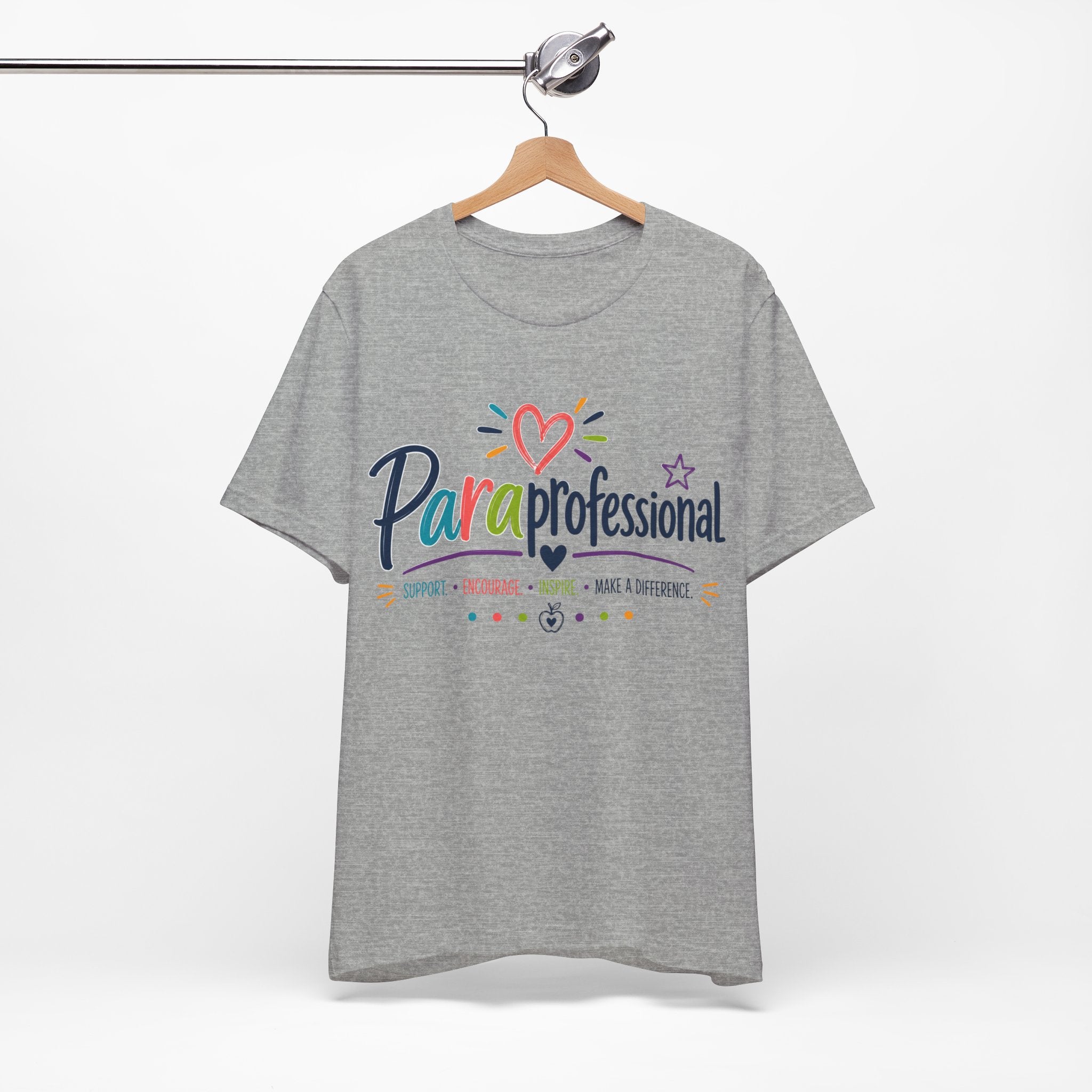 Paraprofessional Shirt Support Encourage Inspire Teacher Aide T Shirt Rainbow Heart Special Education Gift School Staff Tee