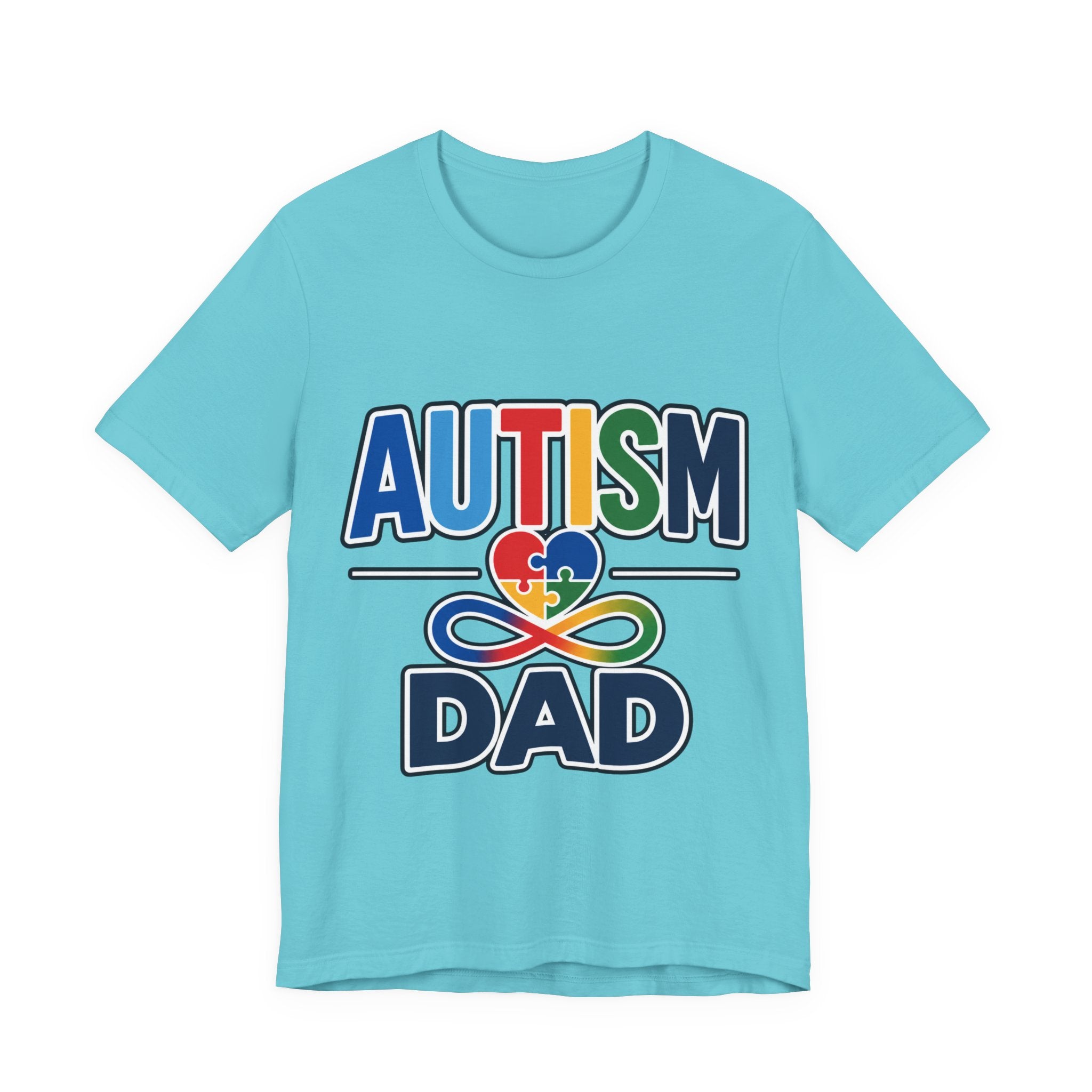 Autism Dad Shirt | Proud Autism Father T-Shirt | Colorful Puzzle Heart Infinity Design | Autism Awareness Gift for Dad | Autism Acceptance Tee