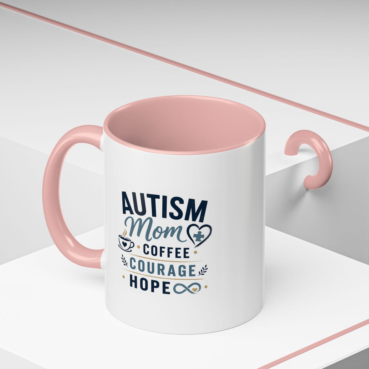 Autism Mom Coffee Mug | Accent Ceramic Mug 11oz  15oz | Puzzle Heart Infinity Design | Autism Awareness  Acceptance Gift | Special Needs