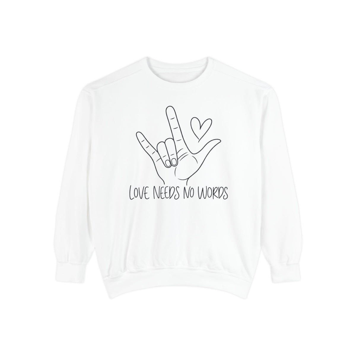 ASL Love Hand Sign Sweatshirt, Love Needs No Words Minimalist Line Art Hoodie, Autism Acceptance Sign Language Shirt, Nonverbal Gift