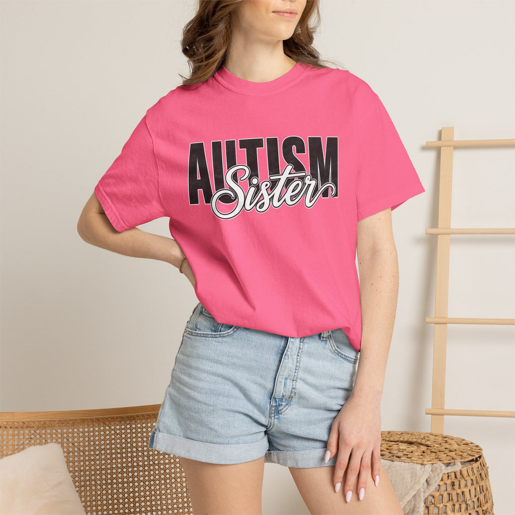 Autism Sister Shirt Proud Autism Sister T Shirt Autism Awareness Autism Acceptance Gift Puzzle Heart Special Needs Sibling Tee