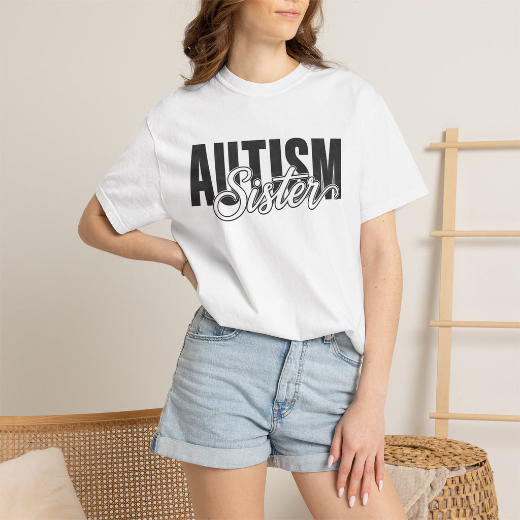 Autism Sister Shirt Proud Autism Sister T Shirt Autism Awareness Autism Acceptance Gift Puzzle Heart Special Needs Sibling Tee