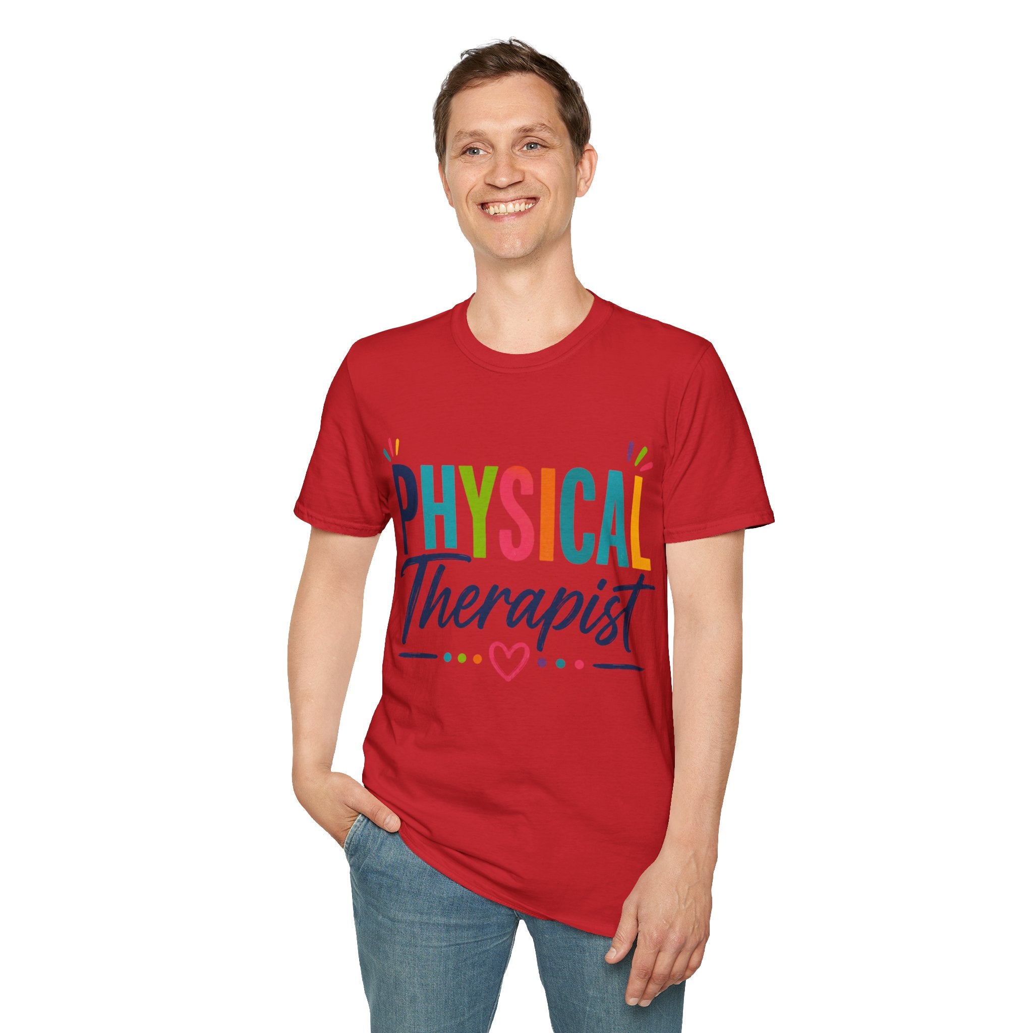 Physical Therapist Shirt | Colorful Typography Heart T-Shirt | Physical Therapy Gift | Healthcare Professional Apparel | Therapist Shirt