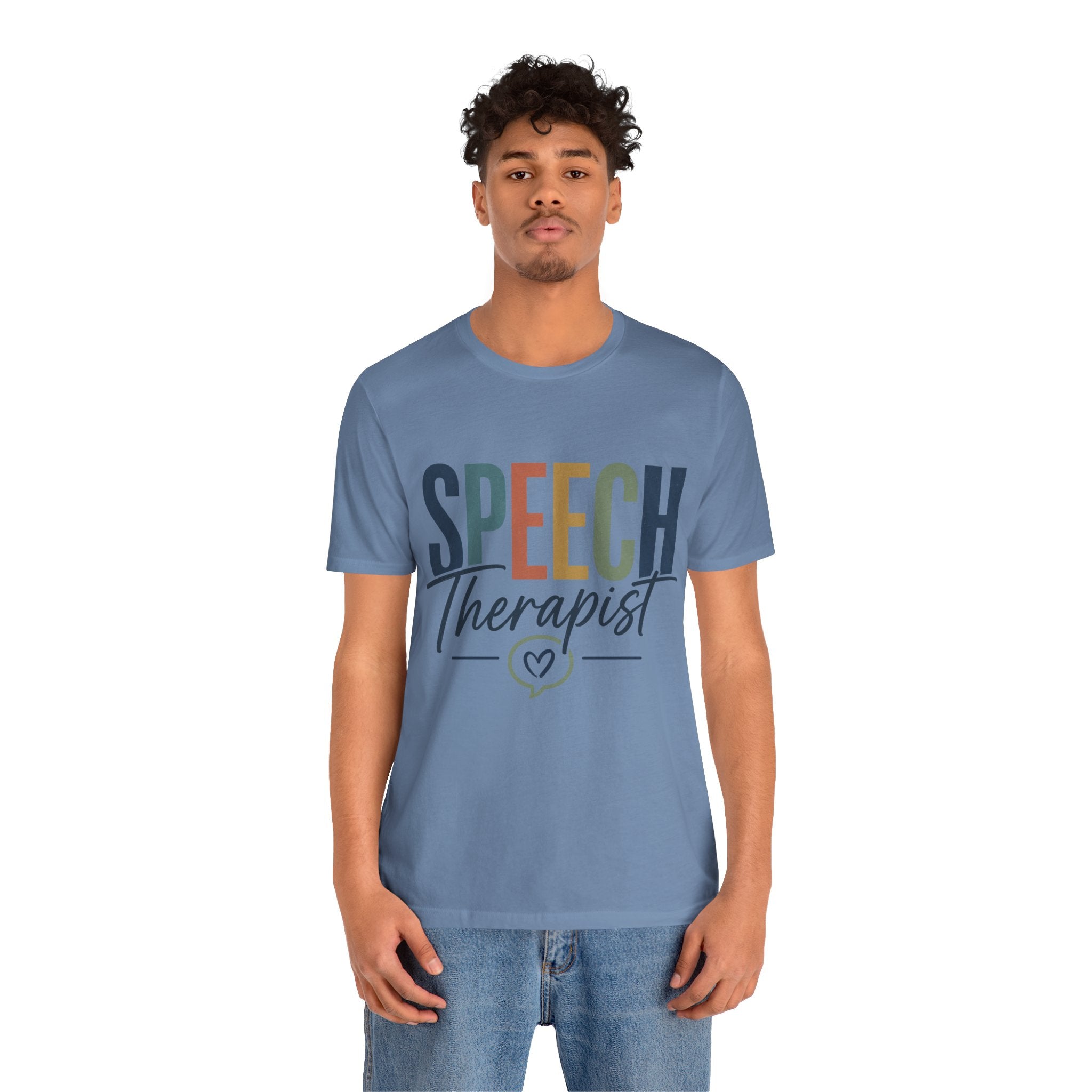 Speech Therapist Shirt | SLP T-Shirt | Heart Typography Graphic Tee | Speech Language Pathologist Gift | Therapist Appreciation Apparel