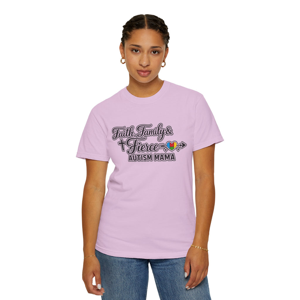 Faith Family Fierce Autism Mama Shirt, Autism Mom T-Shirt, Christian Autism Mom Gift, Fierce Mama Tee, Special Needs Mom Shirt
