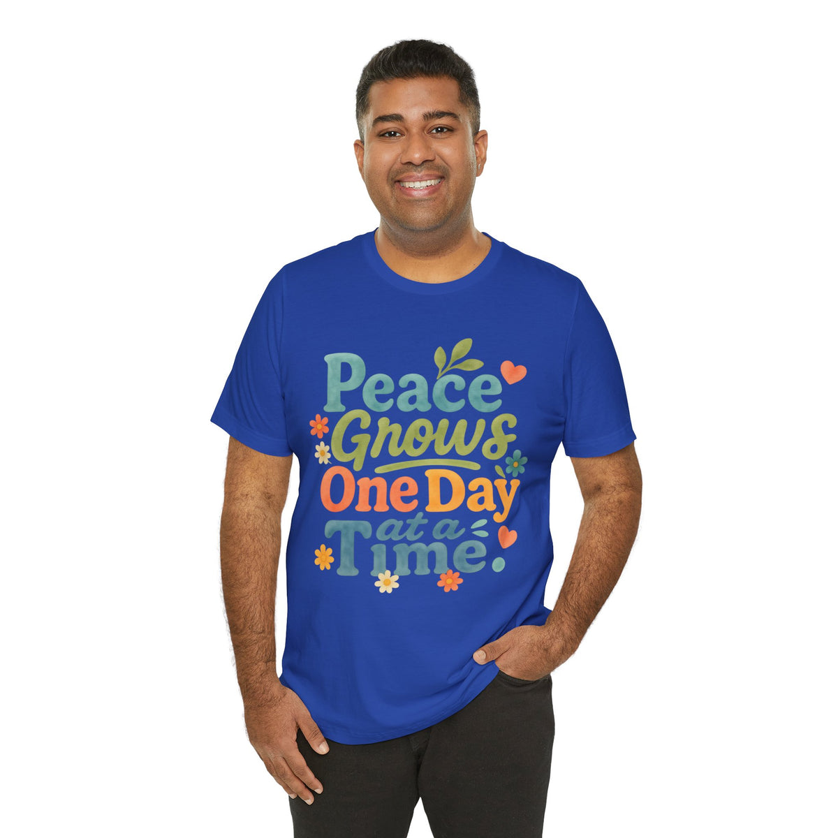 Peace Grows One Day at a Time Tee | Positive Quote Floral Typography