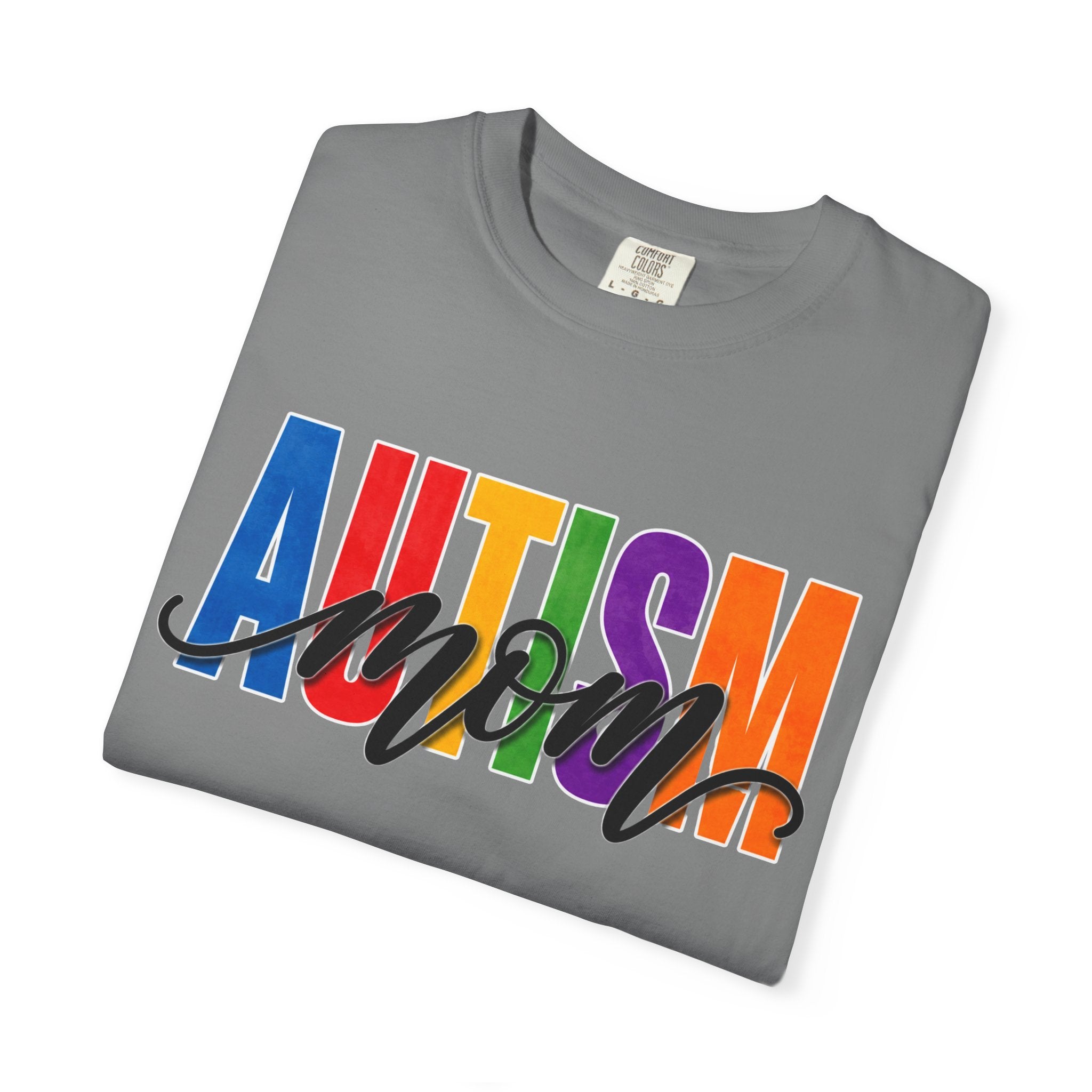 Autism Mom Shirt Autism Mom T Shirt Rainbow Block Letter Tee Script Mom Graphic Autism Awareness Autism Acceptance Gift for Mom