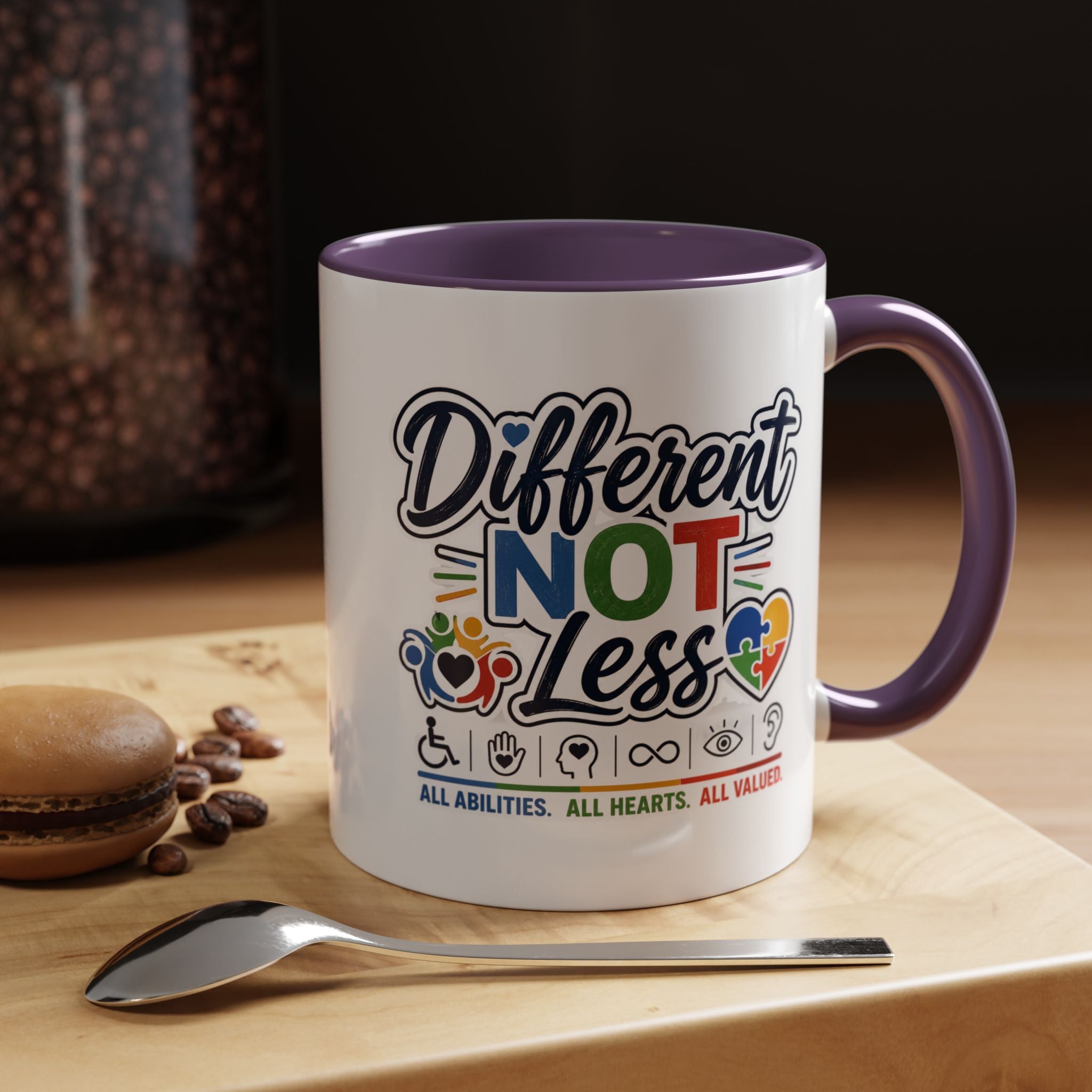 Different Not Less Accent Coffee Mug – Disability Pride Inspirational 11/15oz