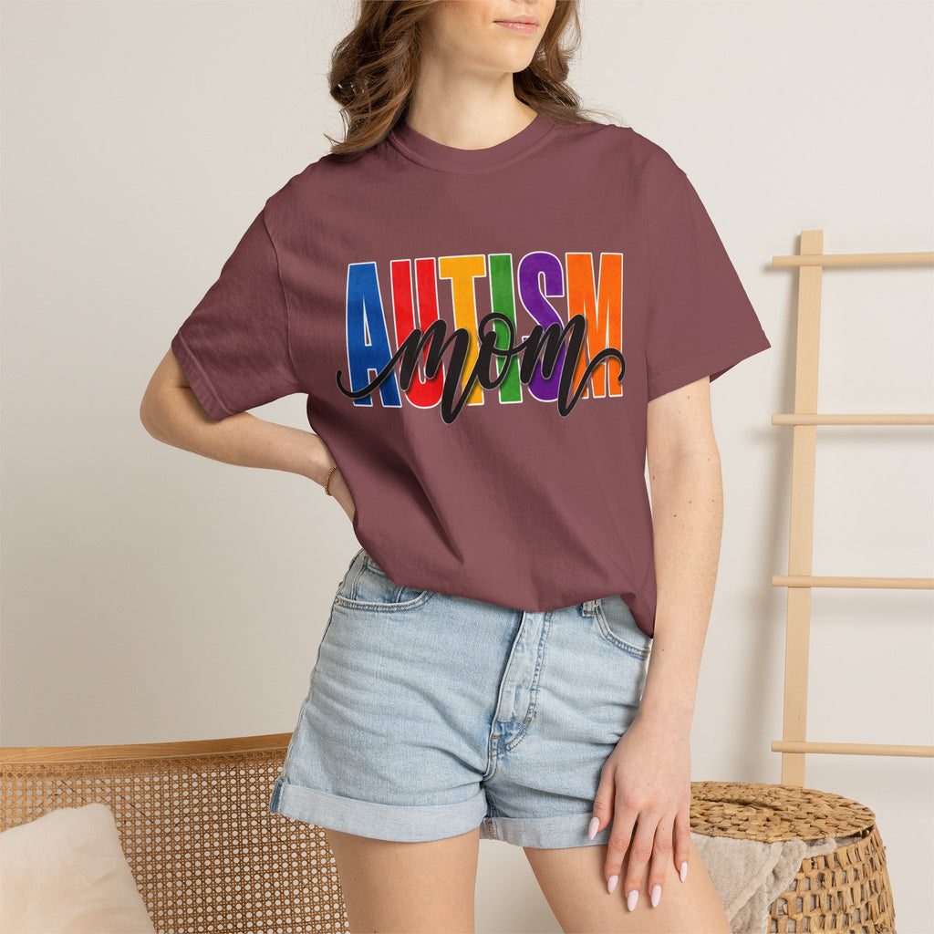 Autism Mom Shirt Autism Mom T Shirt Rainbow Block Letter Tee Script Mom Graphic Autism Awareness Autism Acceptance Gift for Mom