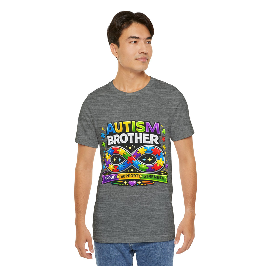 Autism Brother Infinity Puzzle Ribbon T-Shirt | Proud Support Strength