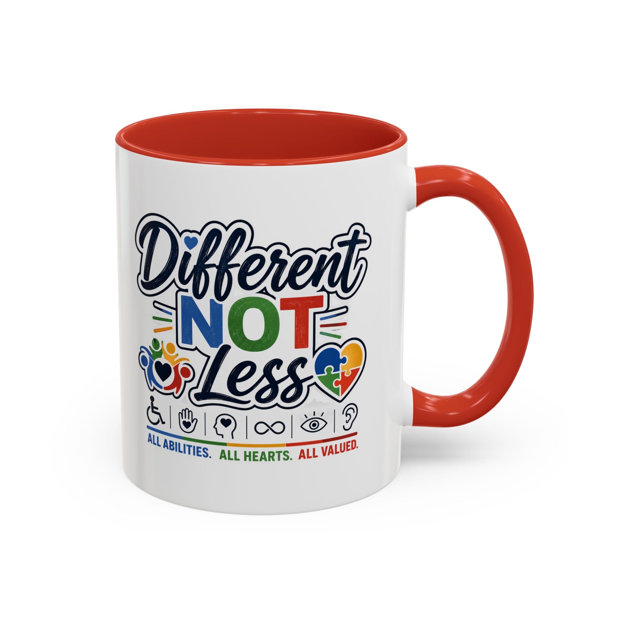 Different Not Less Accent Coffee Mug – Disability Pride Inspirational 11/15oz