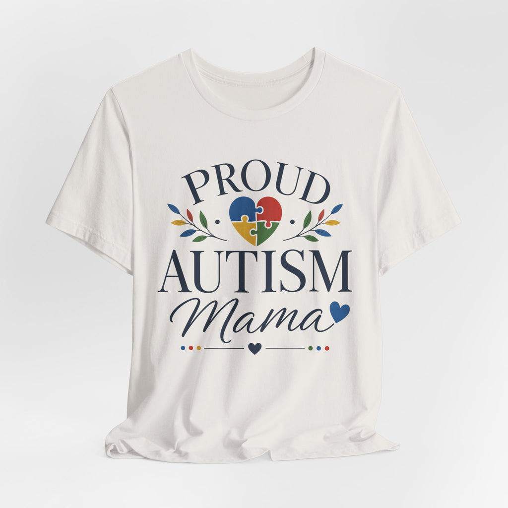 Proud Autism Mama T-Shirt | Puzzle Heart Mom Tee