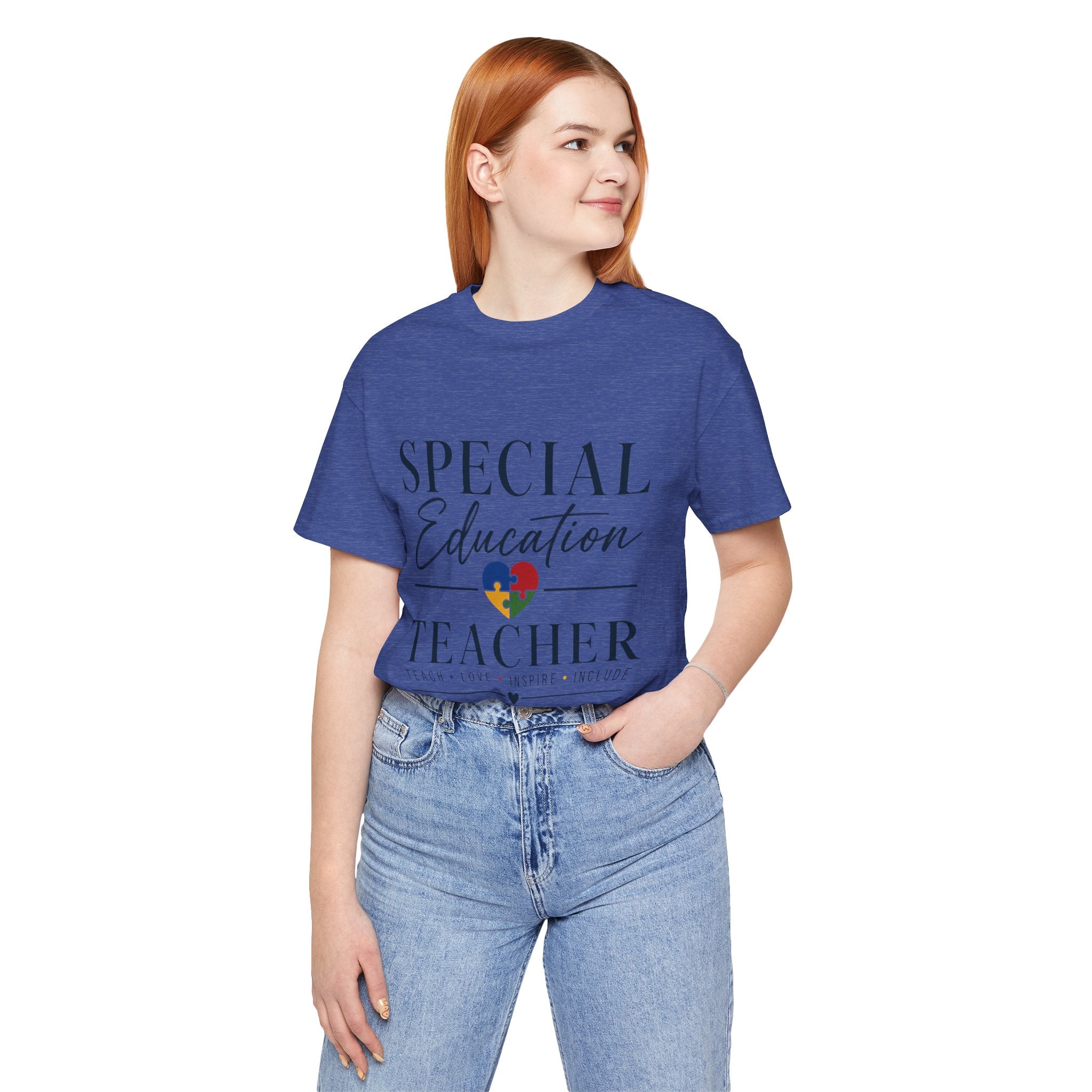 Special Education Teacher Shirt | Teach Love Inspire T-Shirt | Puzzle Heart Graphic Tee | Autism Acceptance Gift | Inclusive Teacher