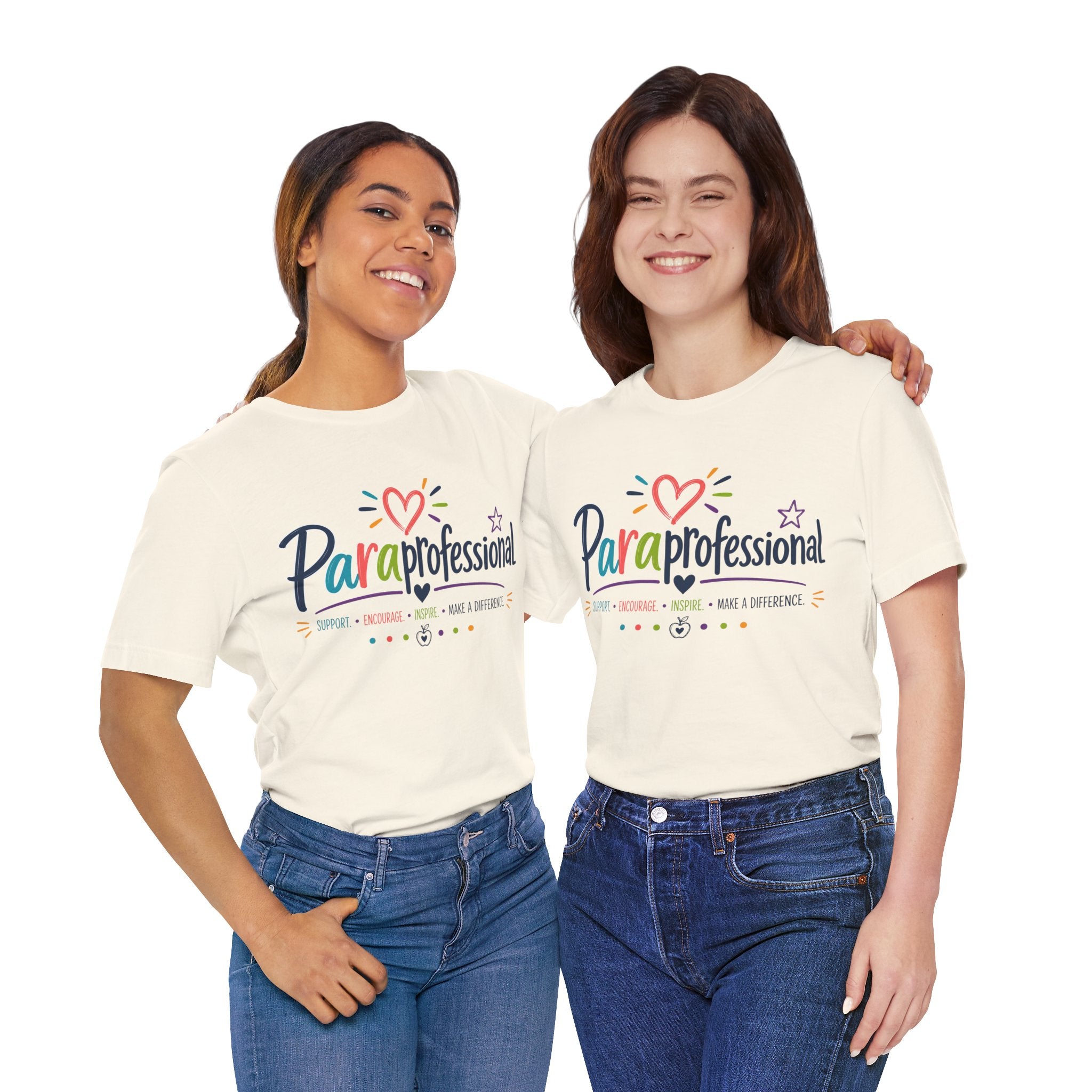 ParaProfessional T‑Shirt — Colorful Heart Design, Support Encourage Inspire Tee