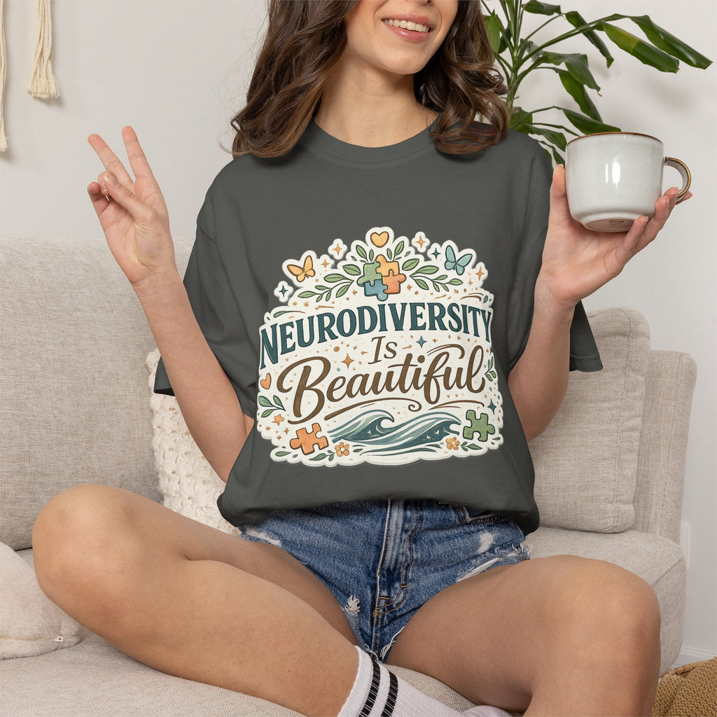 Neurodiversity Is Beautiful T-shirt | Floral Wave Awareness Tee