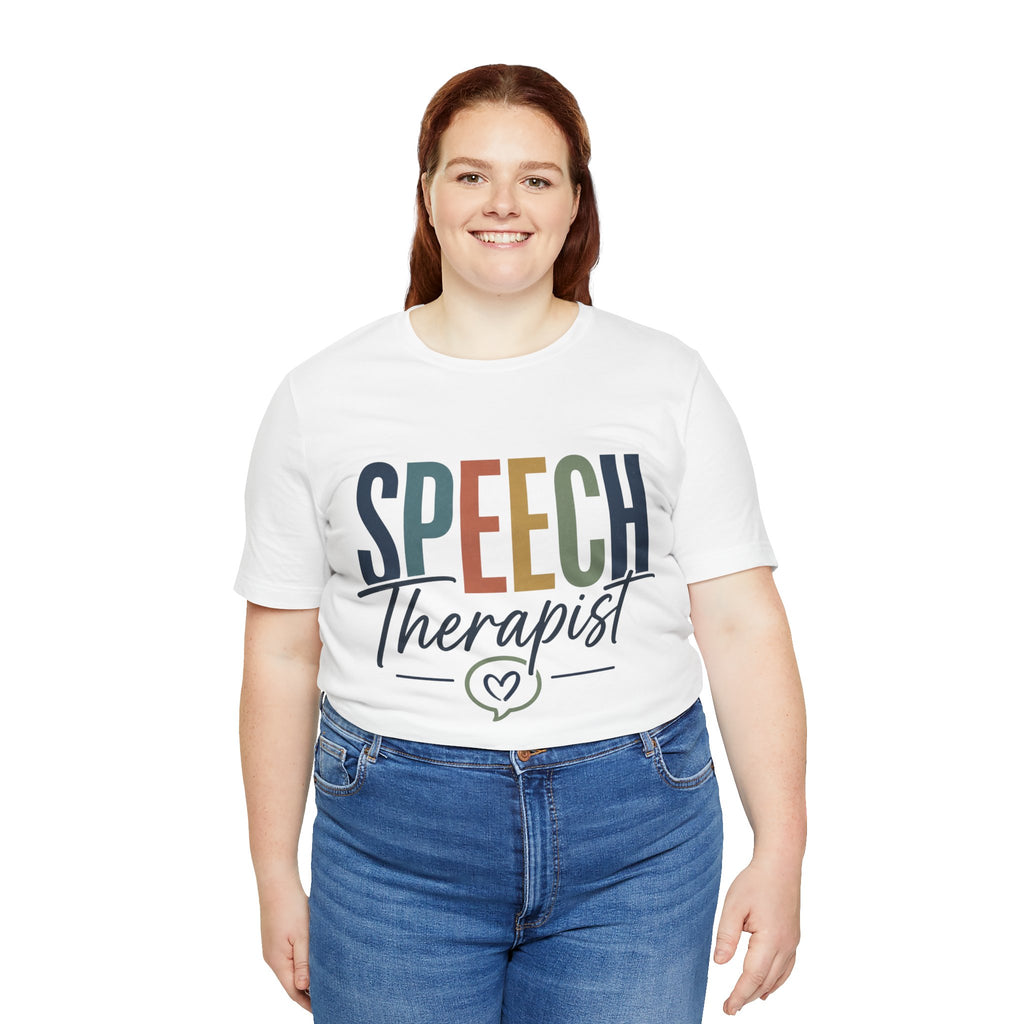 Speech Therapist Shirt | SLP T-Shirt | Heart Typography Graphic Tee | Speech Language Pathologist Gift | Therapist Appreciation Apparel