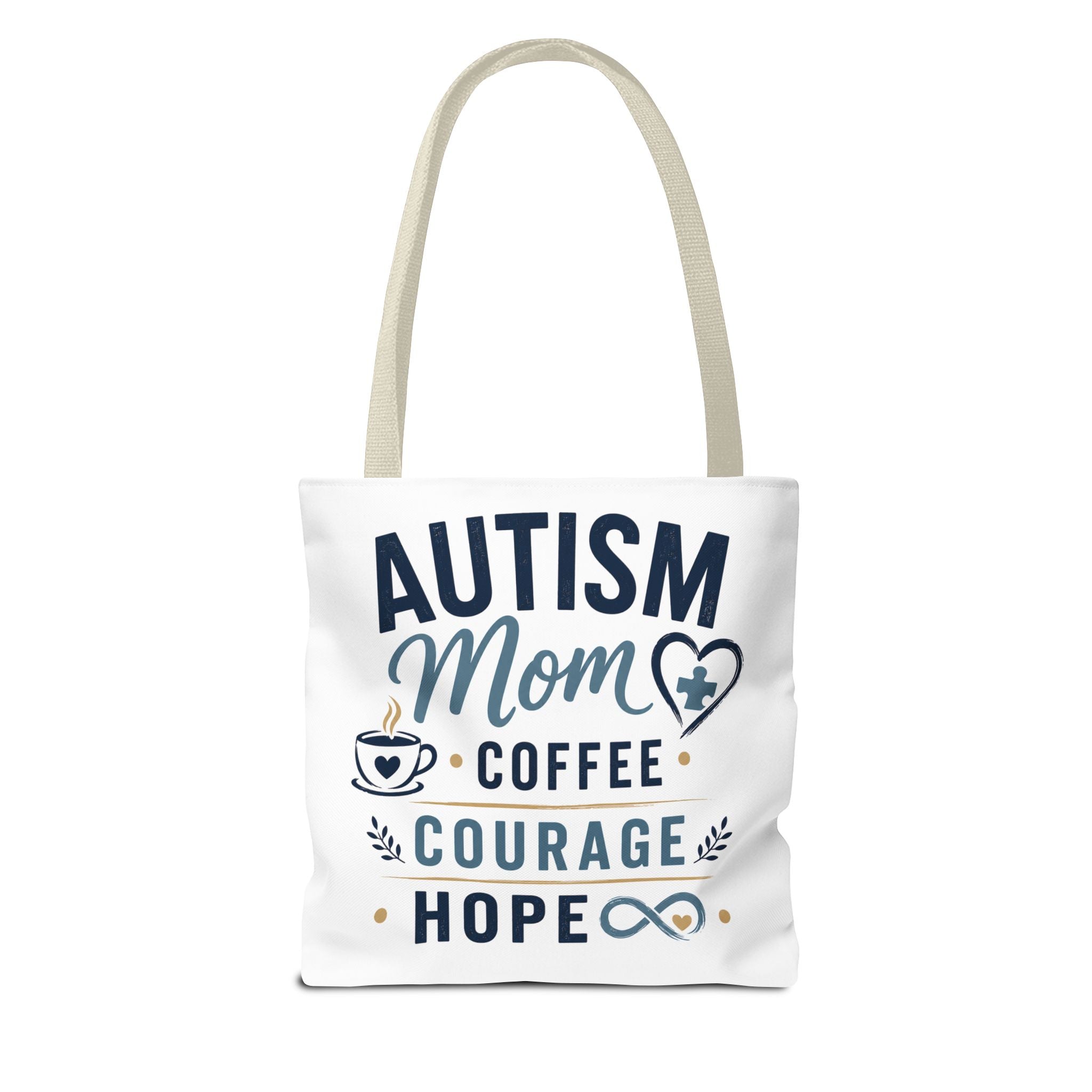 Autism Mom Coffee Courage Hope Tote Bag | Autism Acceptance Gift for Mom | Neurodiversity Canvas Tote | Special Needs Mom Bag