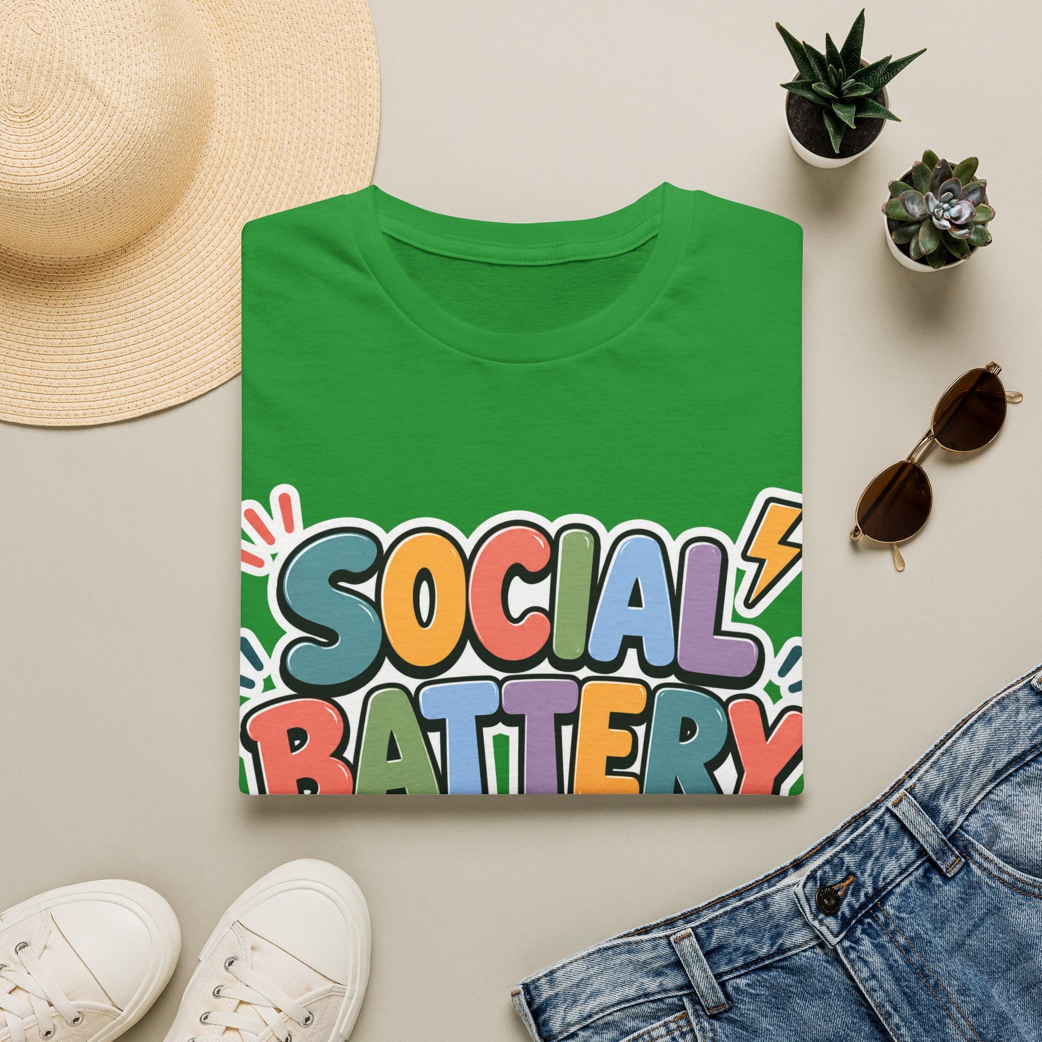 Social Battery Drained T-Shirt — Funny Introvert Graphic Tee