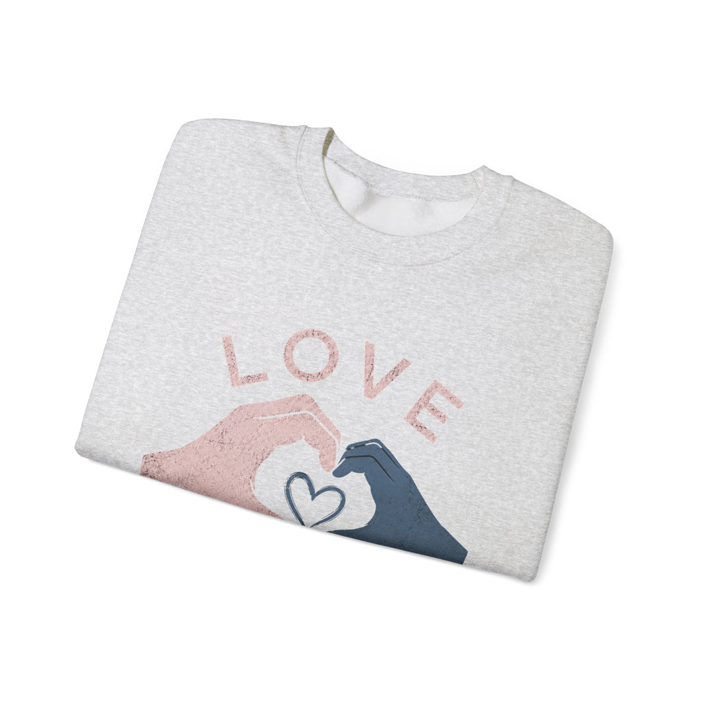 Autism Acceptance Sweatshirt | Love Makes Us Strong Crewneck | Heart Hands Sweatshirt | Neurodiversity Gift | Inclusion Apparel