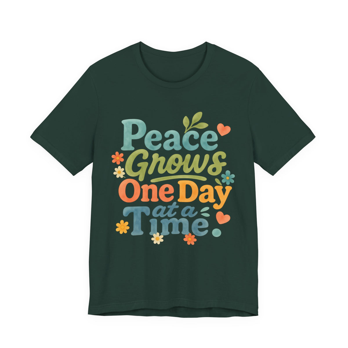 Peace Grows One Day at a Time Tee | Positive Quote Floral Typography