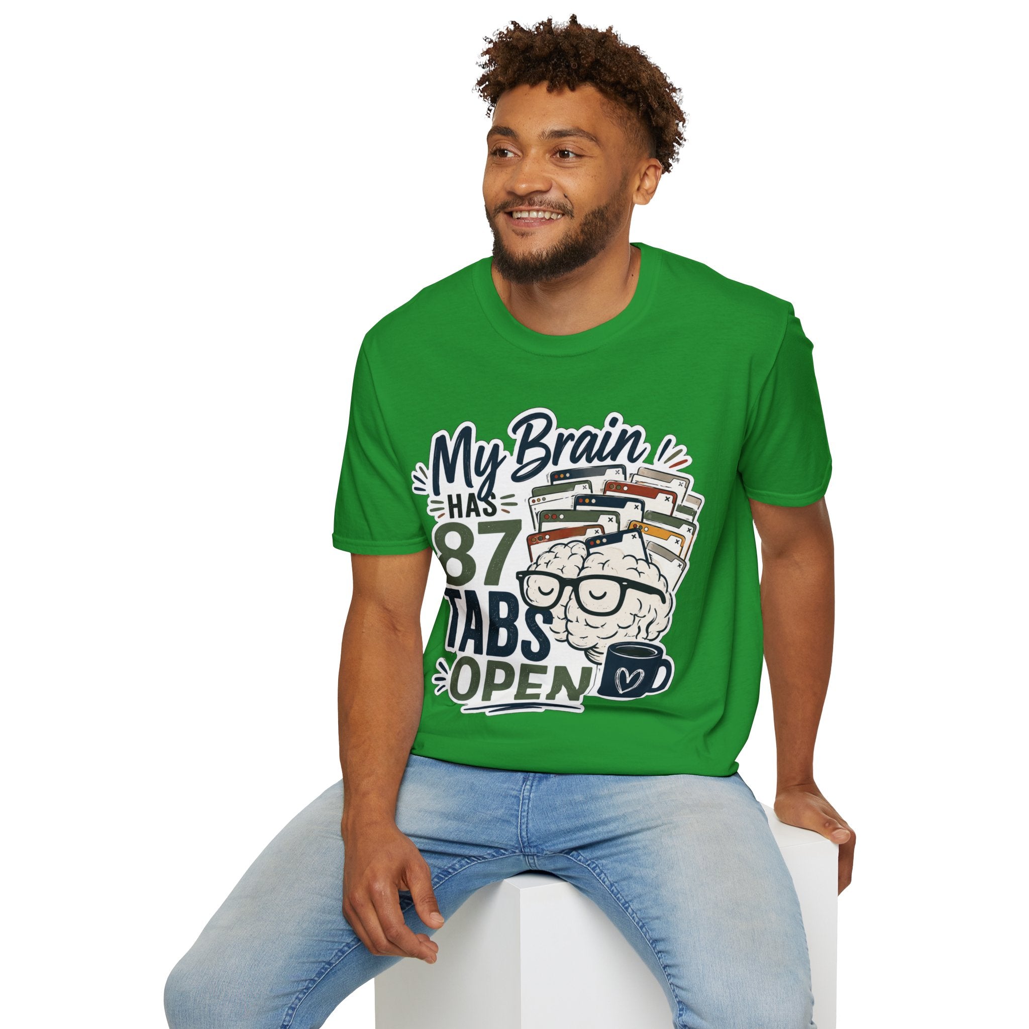 My Brain Has 87 Tabs Open Shirt | Funny ADHD T-Shirt | Overthinking Graphic Tee | Coffee Lover Shirt | Neurodivergent Humor | Mental Health