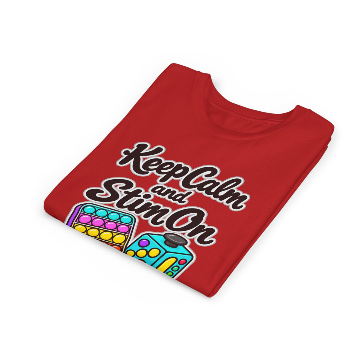 Keep Calm and Stim On Youth Shirt Autism Sensory T Shirt Neurodivergent Kids Tee Fidget Toy Gift Special Needs Awareness
