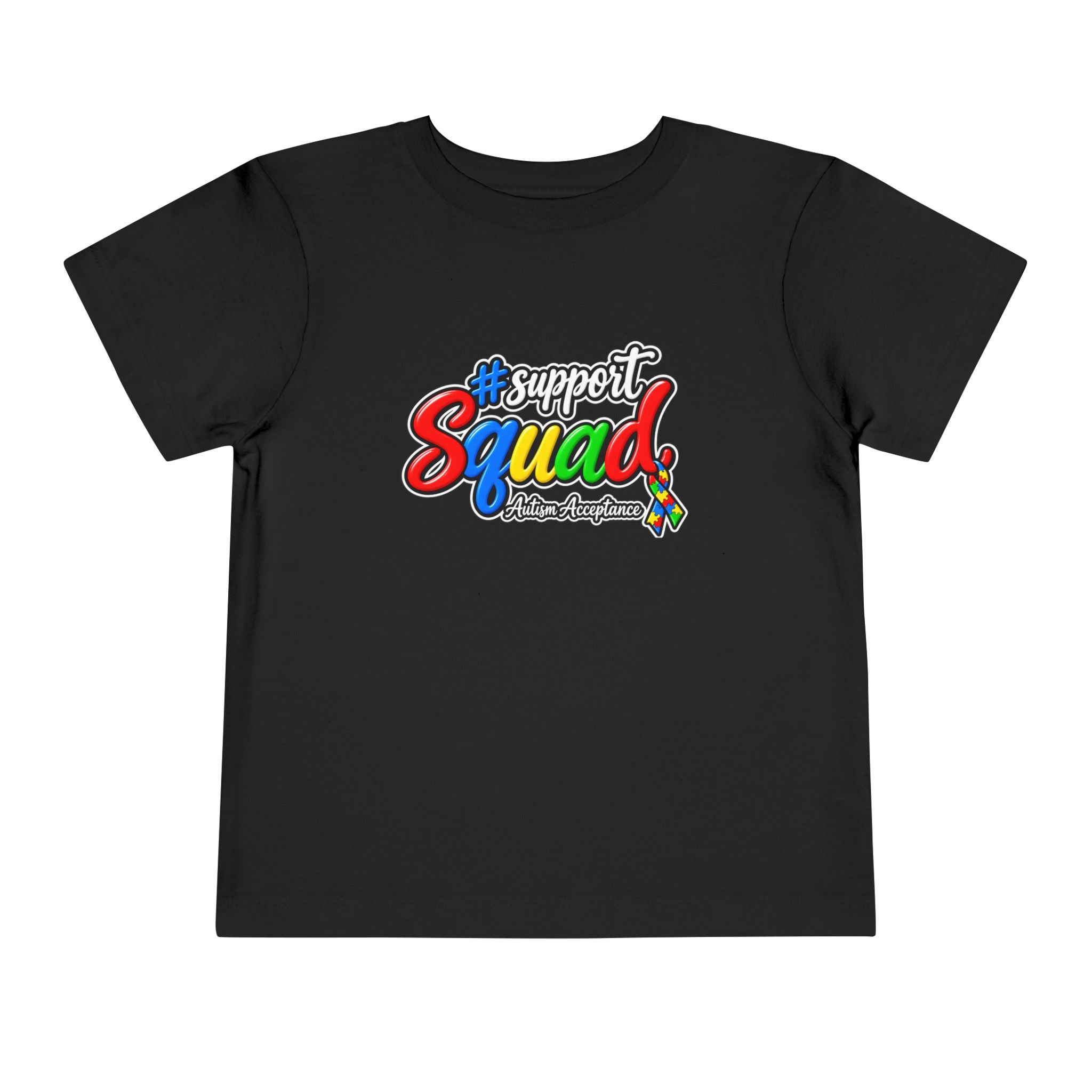 Support Squad Toddler Tee, Autism Awareness Puzzle Ribbon Shirt, Matching Family Toddler Autism Acceptance Gift