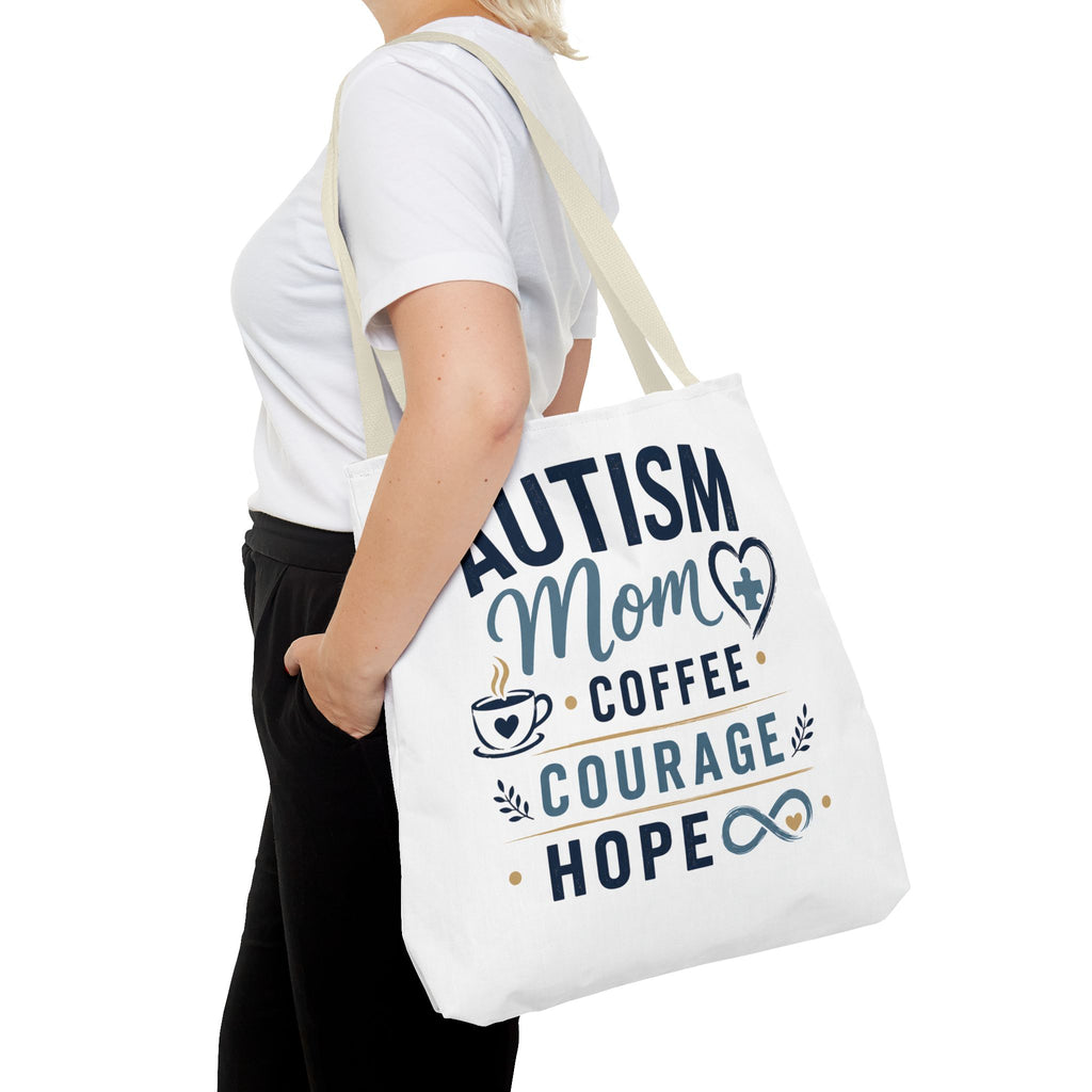 Autism Mom Coffee Courage Hope Tote Bag | Autism Acceptance Gift for Mom | Neurodiversity Canvas Tote | Special Needs Mom Bag