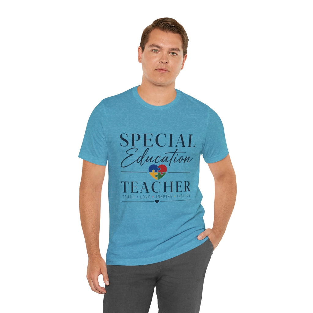 Special Education Teacher Shirt | Teach Love Inspire T-Shirt | Puzzle Heart Graphic Tee | Autism Acceptance Gift | Inclusive Teacher