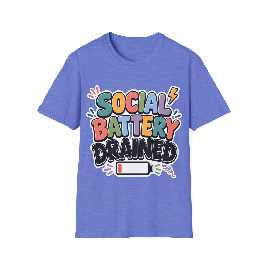 Social Battery Drained T-Shirt — Funny Introvert Graphic Tee