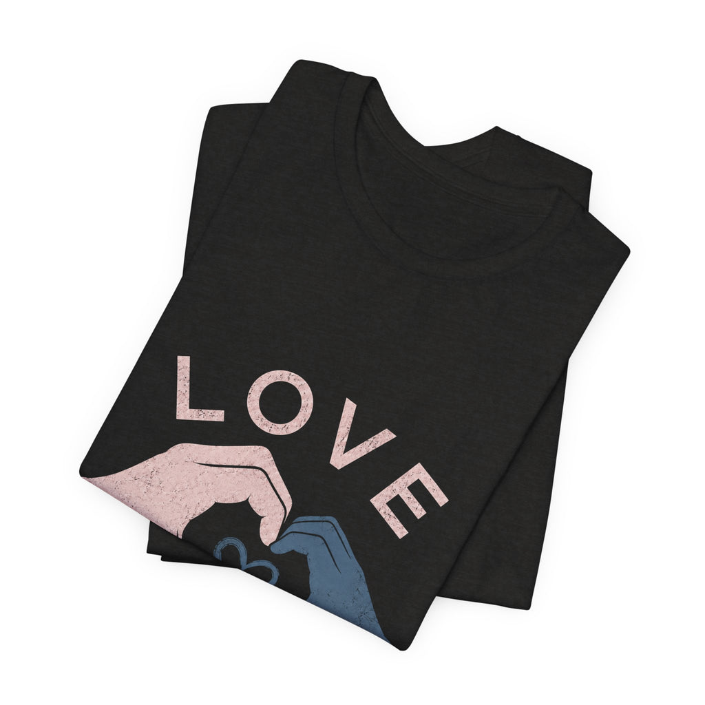 Love Makes Us Strong Autism Acceptance T-Shirt | Heart Hands Tee