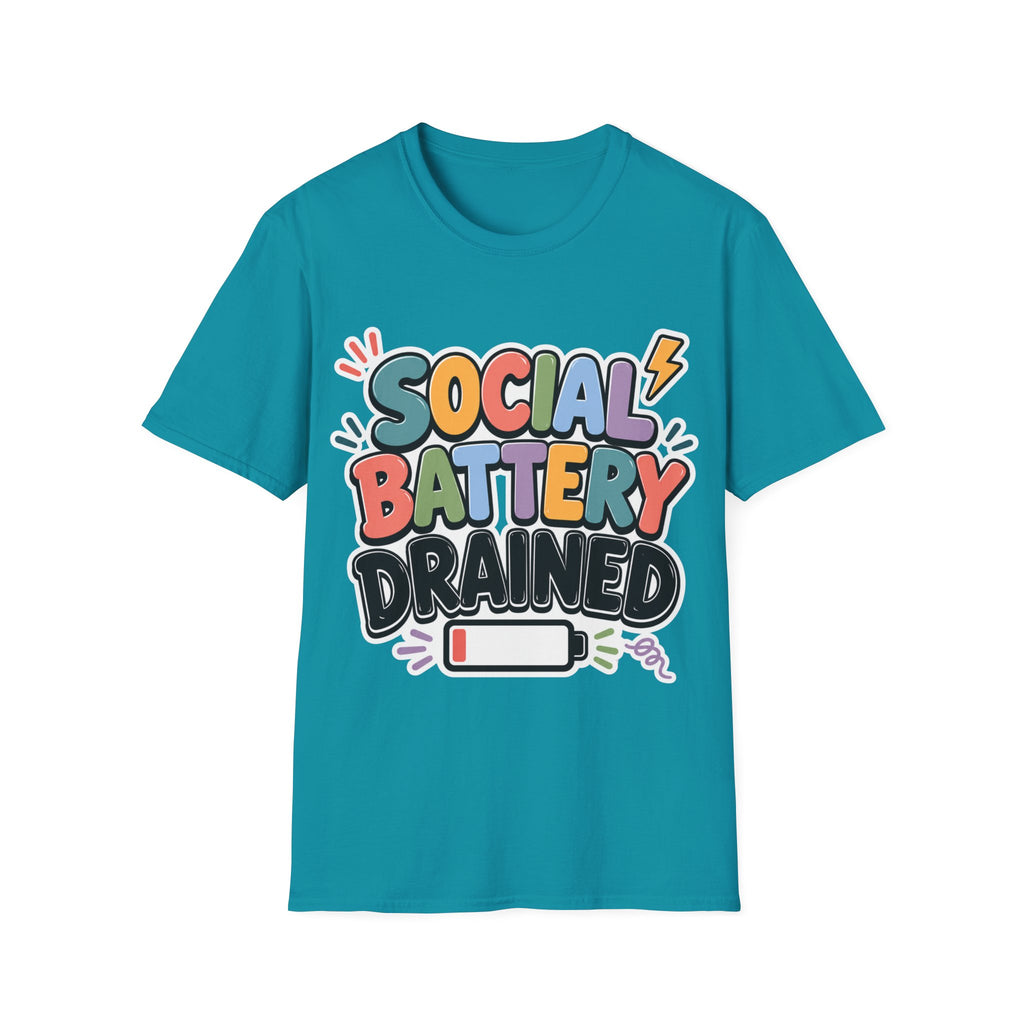 Social Battery Drained T-Shirt — Funny Introvert Graphic Tee