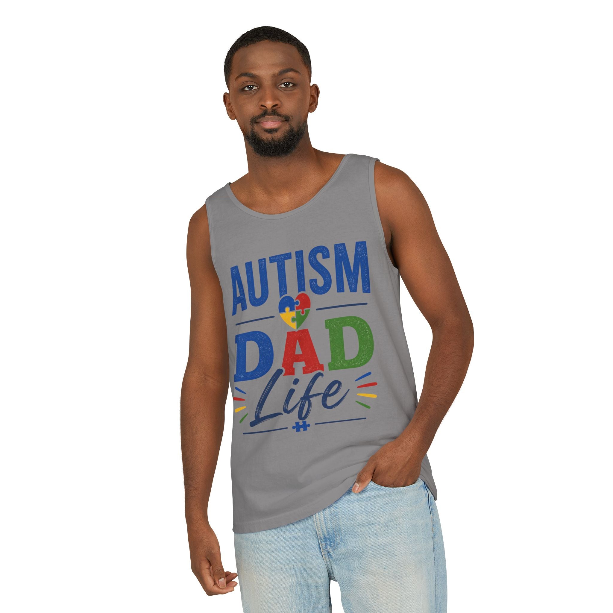 Autism Dad Life Tank Top | Awareness Puzzle Heart, Father Support