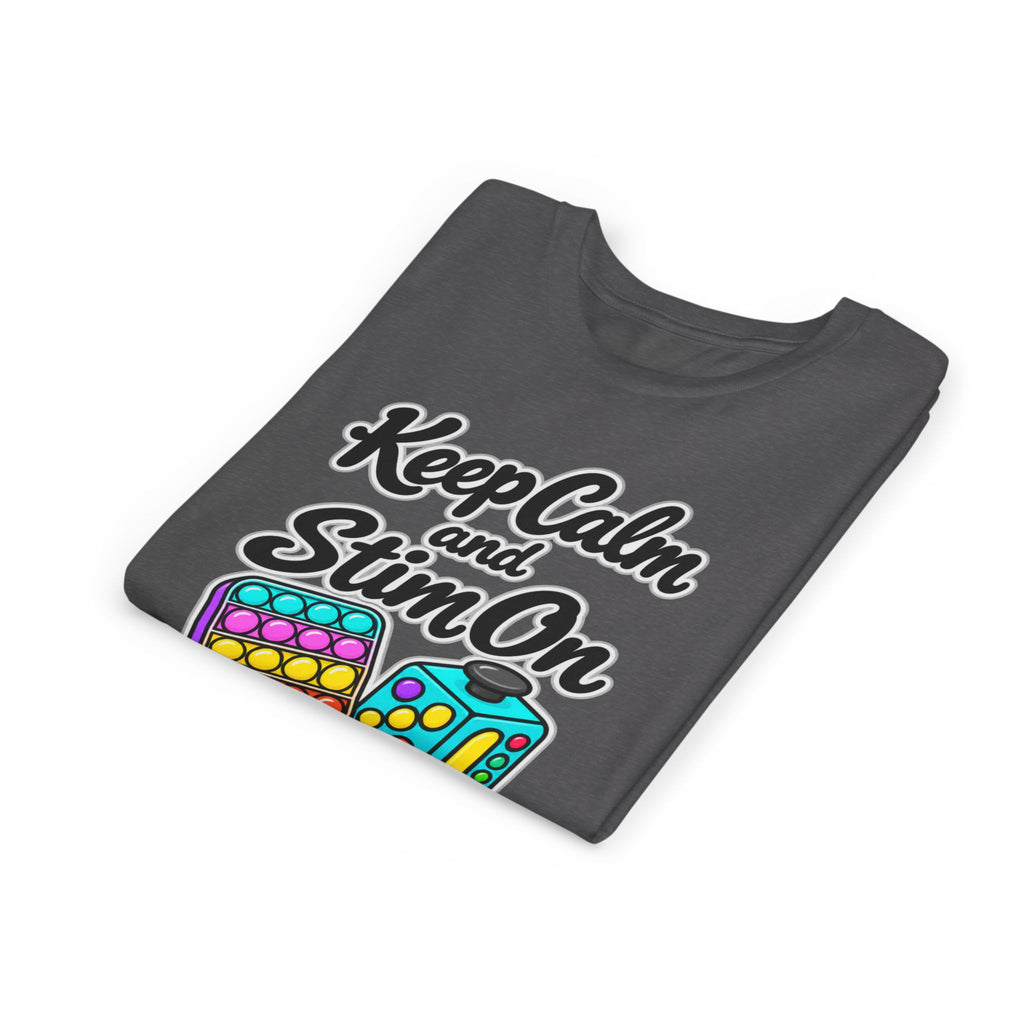 Keep Calm and Stim On Youth Shirt Autism Sensory T Shirt Neurodivergent Kids Tee Fidget Toy Gift Special Needs Awareness