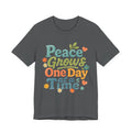 Peace Grows One Day at a Time Tee | Positive Quote Floral Typography