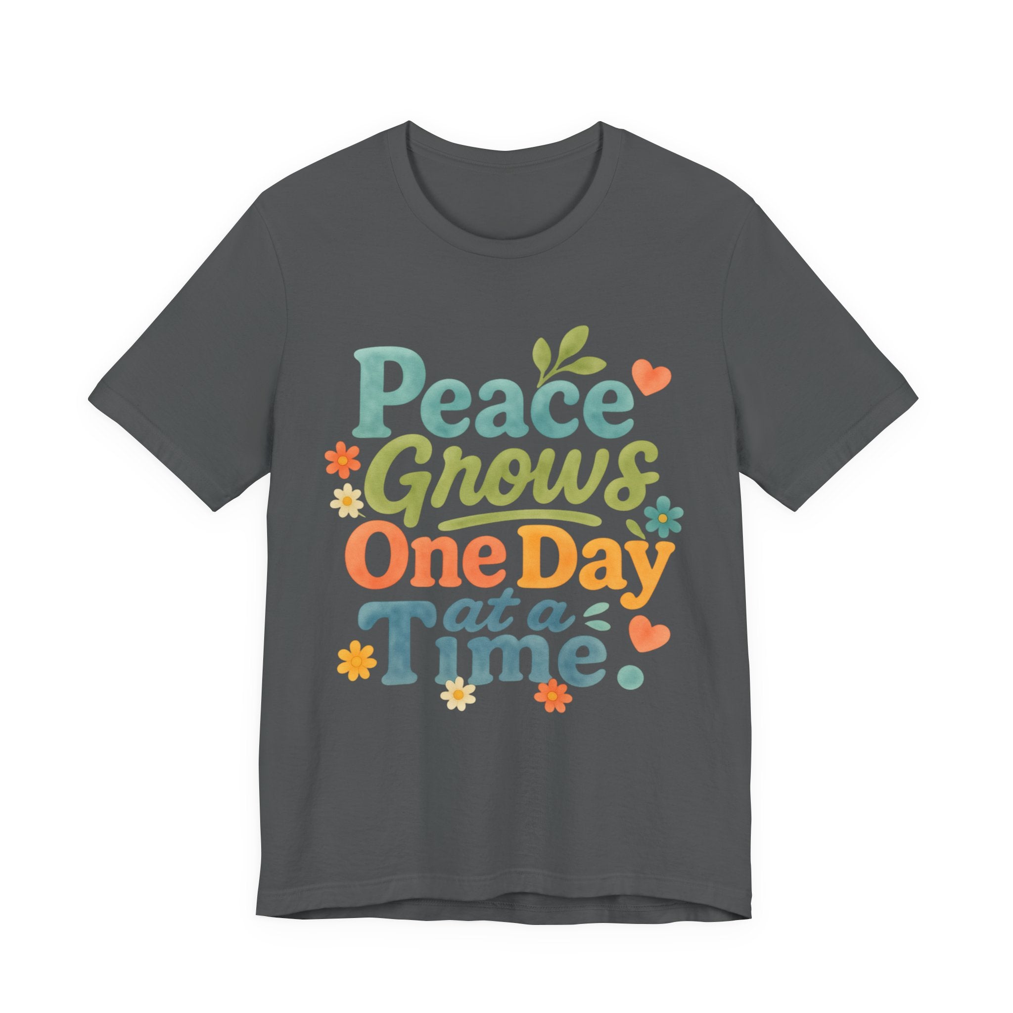 Peace Grows One Day at a Time Tee | Positive Quote Floral Typography