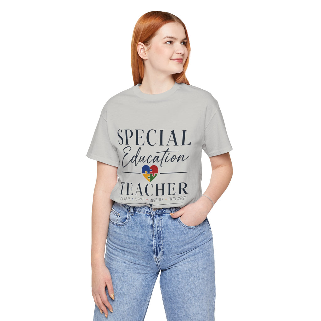Special Education Teacher Shirt | Teach Love Inspire T-Shirt | Puzzle Heart Graphic Tee | Autism Acceptance Gift | Inclusive Teacher