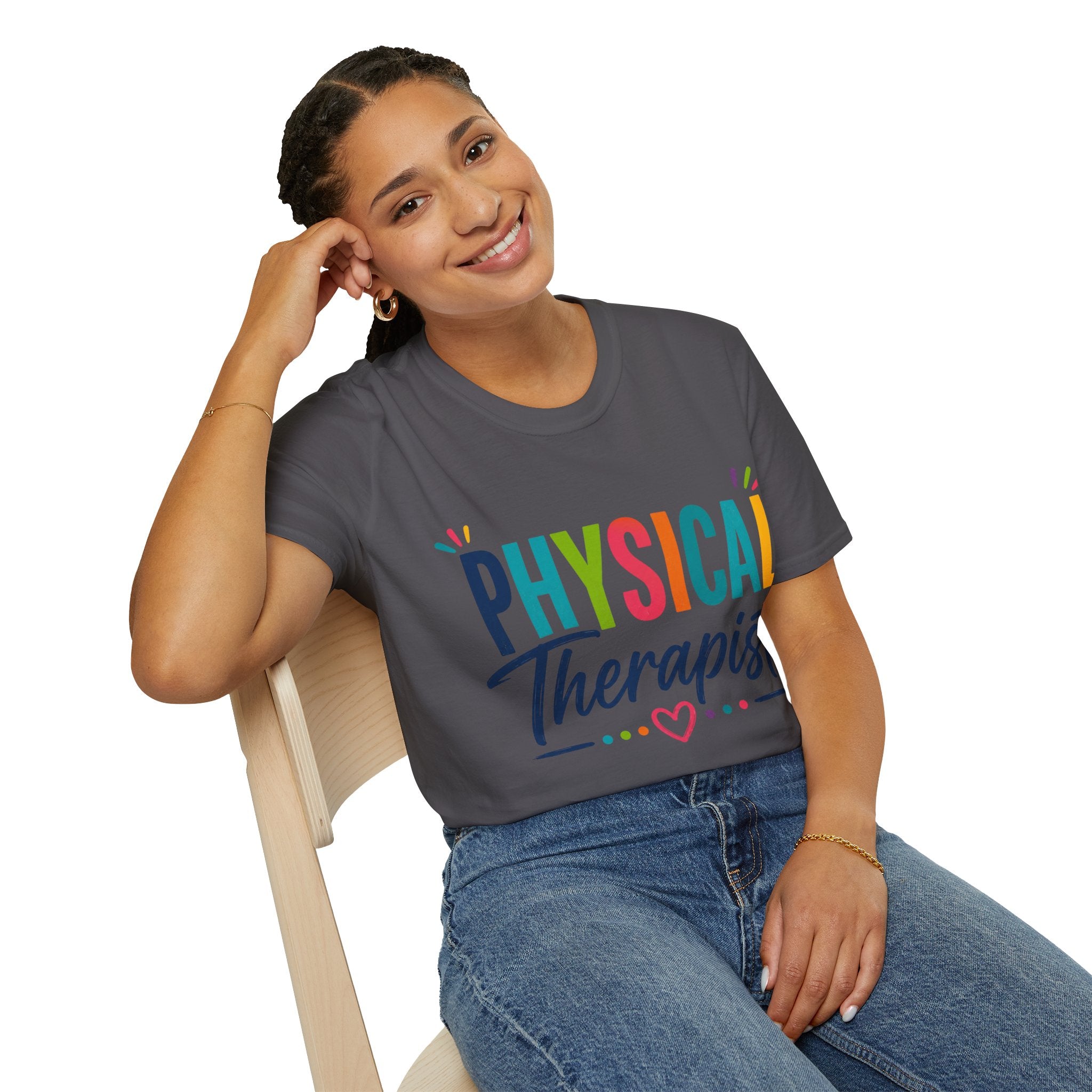 Physical Therapist Shirt | Colorful Typography Heart T-Shirt | Physical Therapy Gift | Healthcare Professional Apparel | Therapist Shirt