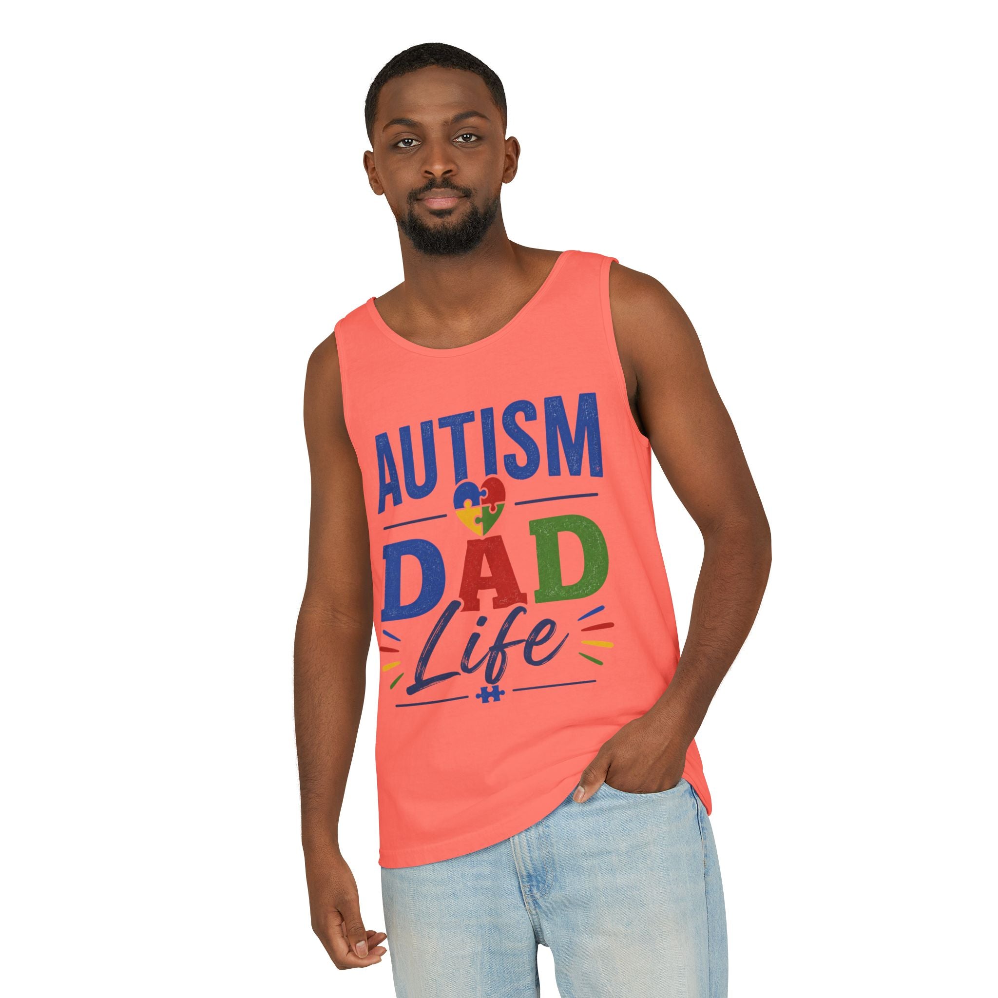Autism Dad Life Tank Top | Awareness Puzzle Heart, Father Support