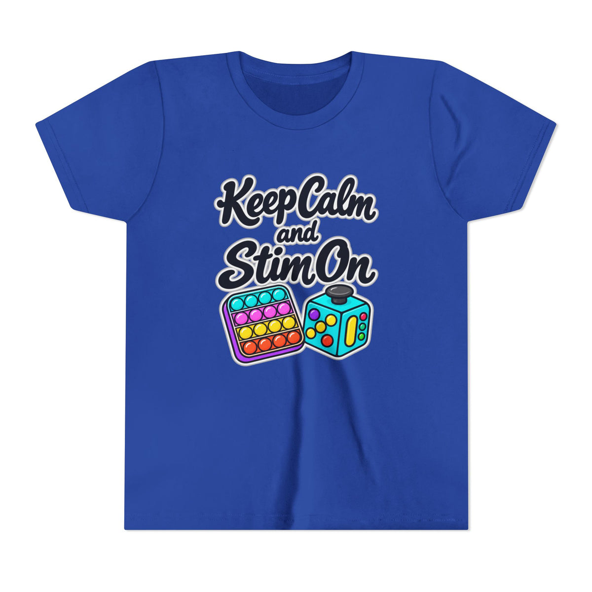 Keep Calm and Stim On Youth Shirt Autism Sensory T Shirt Neurodivergent Kids Tee Fidget Toy Gift Special Needs Awareness