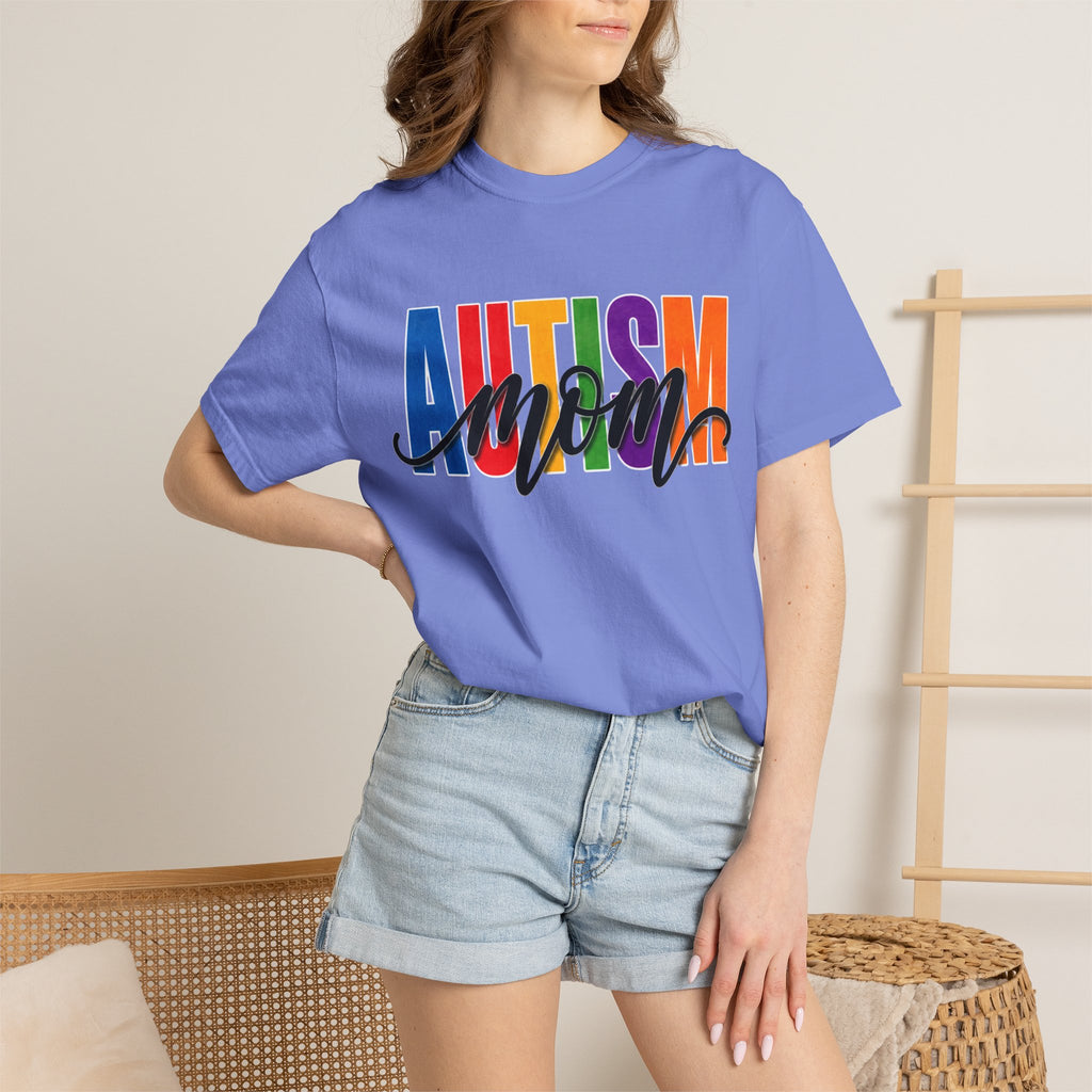 Autism Mom Shirt Autism Mom T Shirt Rainbow Block Letter Tee Script Mom Graphic Autism Awareness Autism Acceptance Gift for Mom