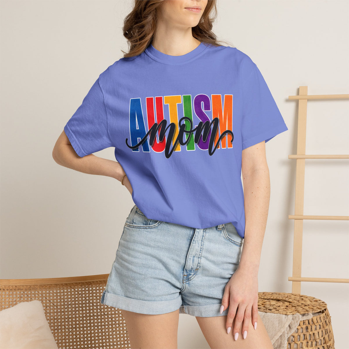 Autism Mom Shirt Autism Mom T Shirt Rainbow Block Letter Tee Script Mom Graphic Autism Awareness Autism Acceptance Gift for Mom
