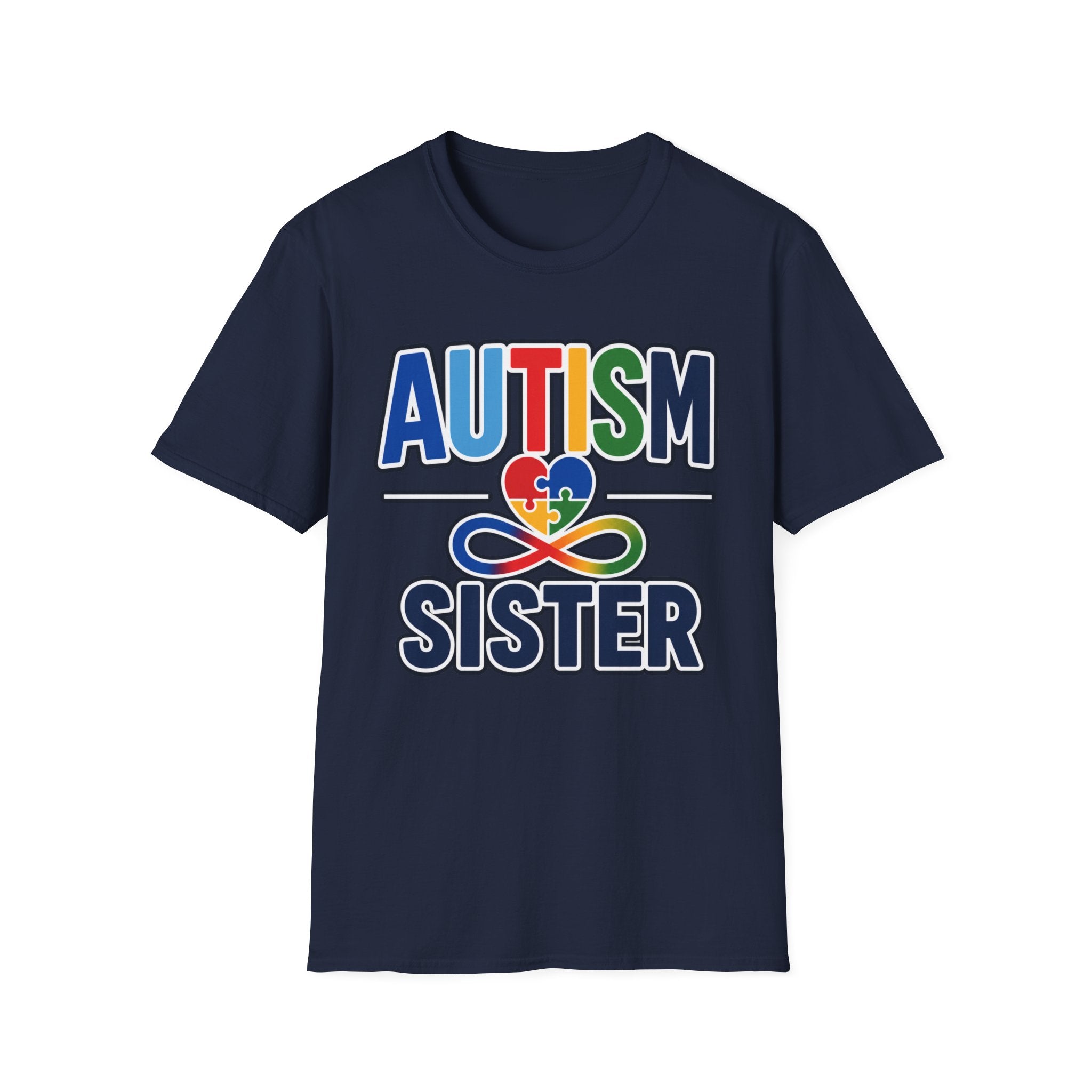 Autism Heart Puzzle Infinity Sister T-Shirt | Rainbow Awareness