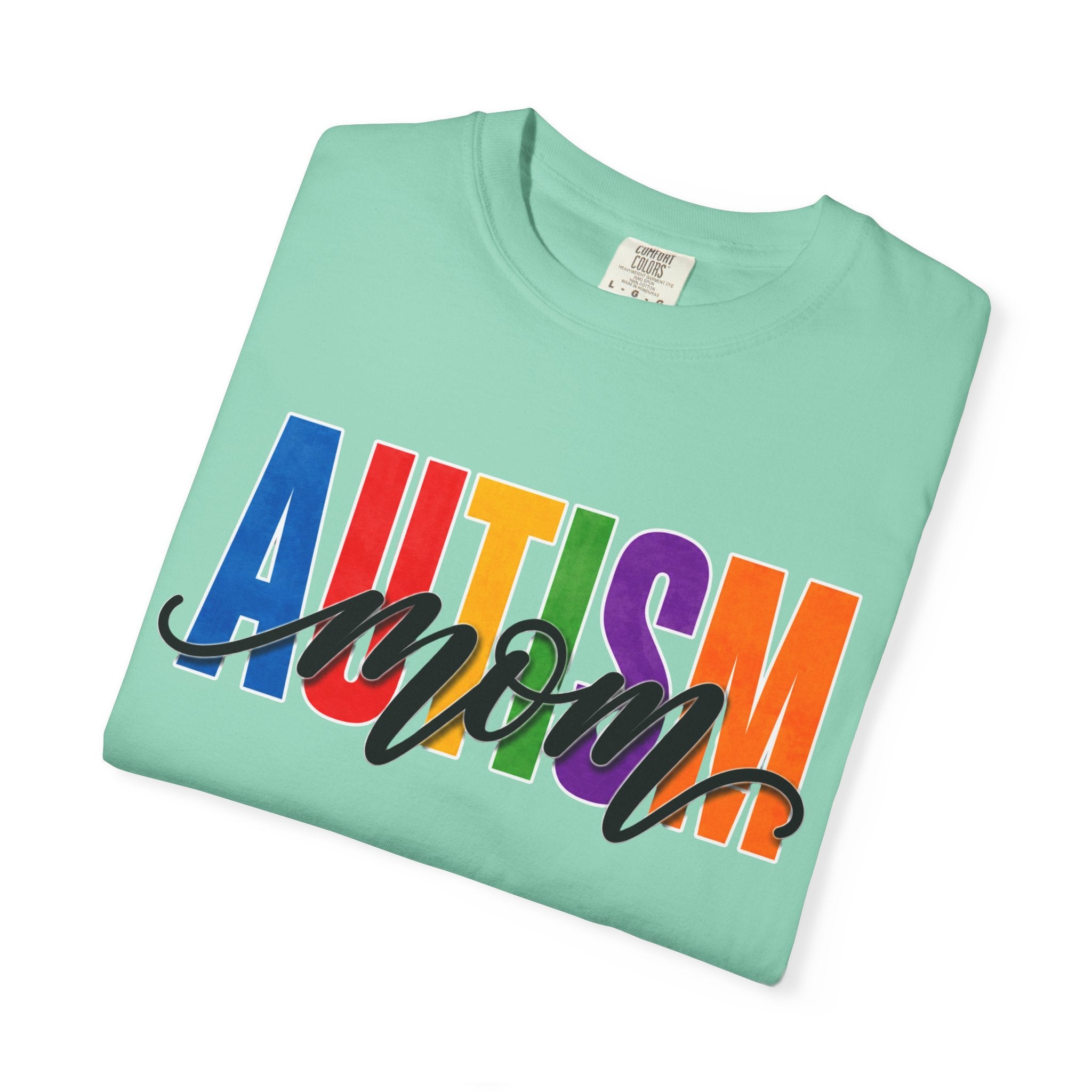Autism Mom Shirt Autism Mom T Shirt Rainbow Block Letter Tee Script Mom Graphic Autism Awareness Autism Acceptance Gift for Mom