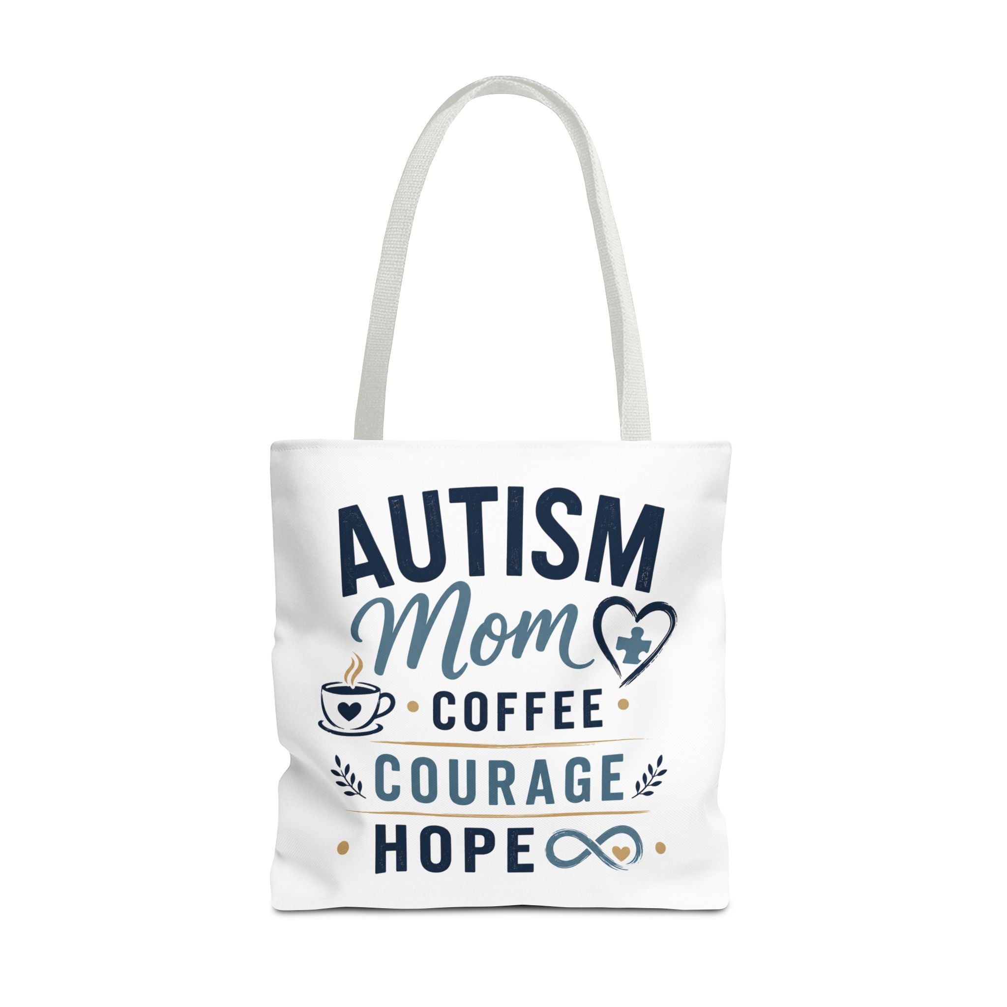 Autism Mom Coffee Courage Hope Tote Bag | Autism Acceptance Gift for Mom | Neurodiversity Canvas Tote | Special Needs Mom Bag
