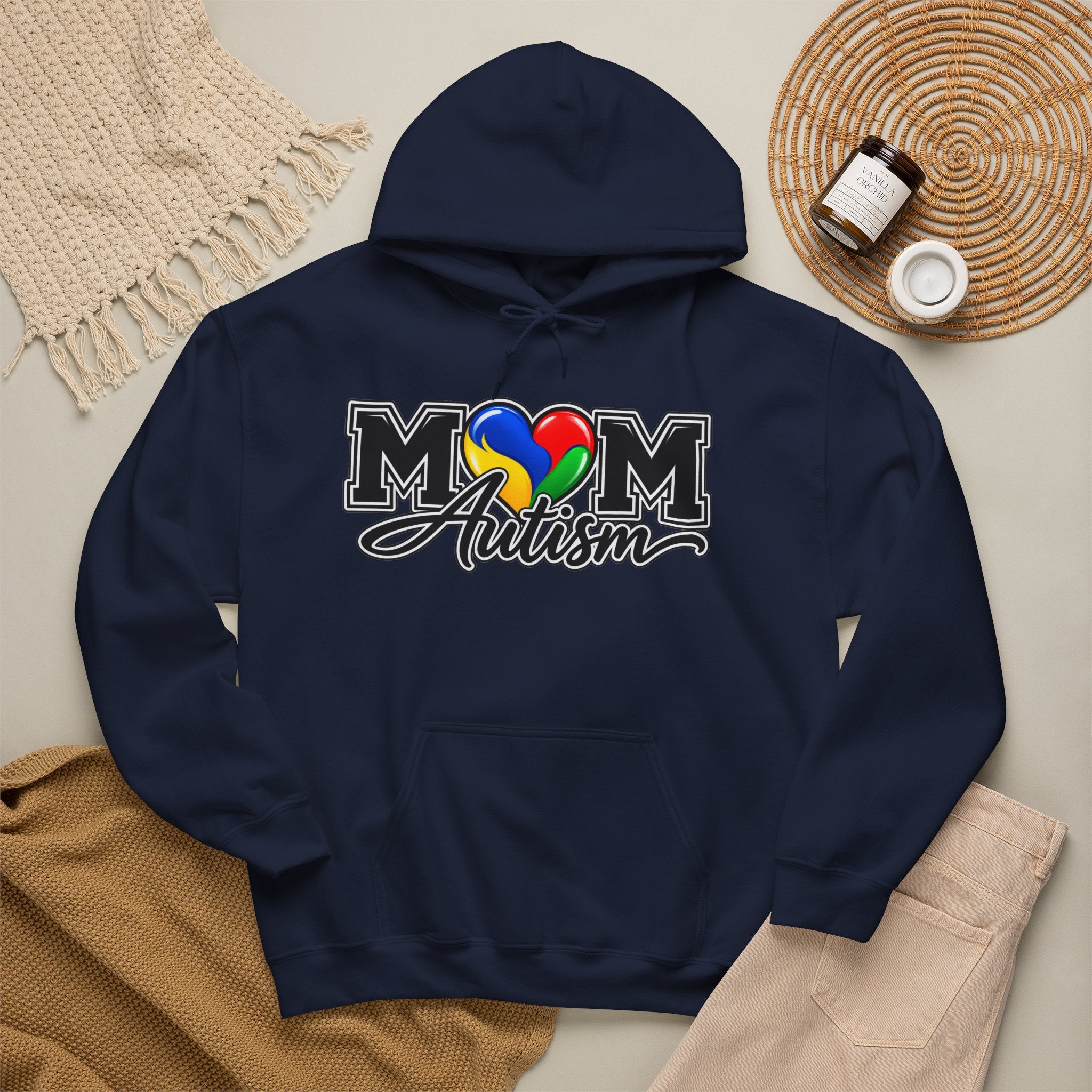 Mom Autism Heart Puzzle Hoodie, Autism Awareness Sweatshirt, Autism Mom Gift Crewneck, Autism Acceptance Family Apparel