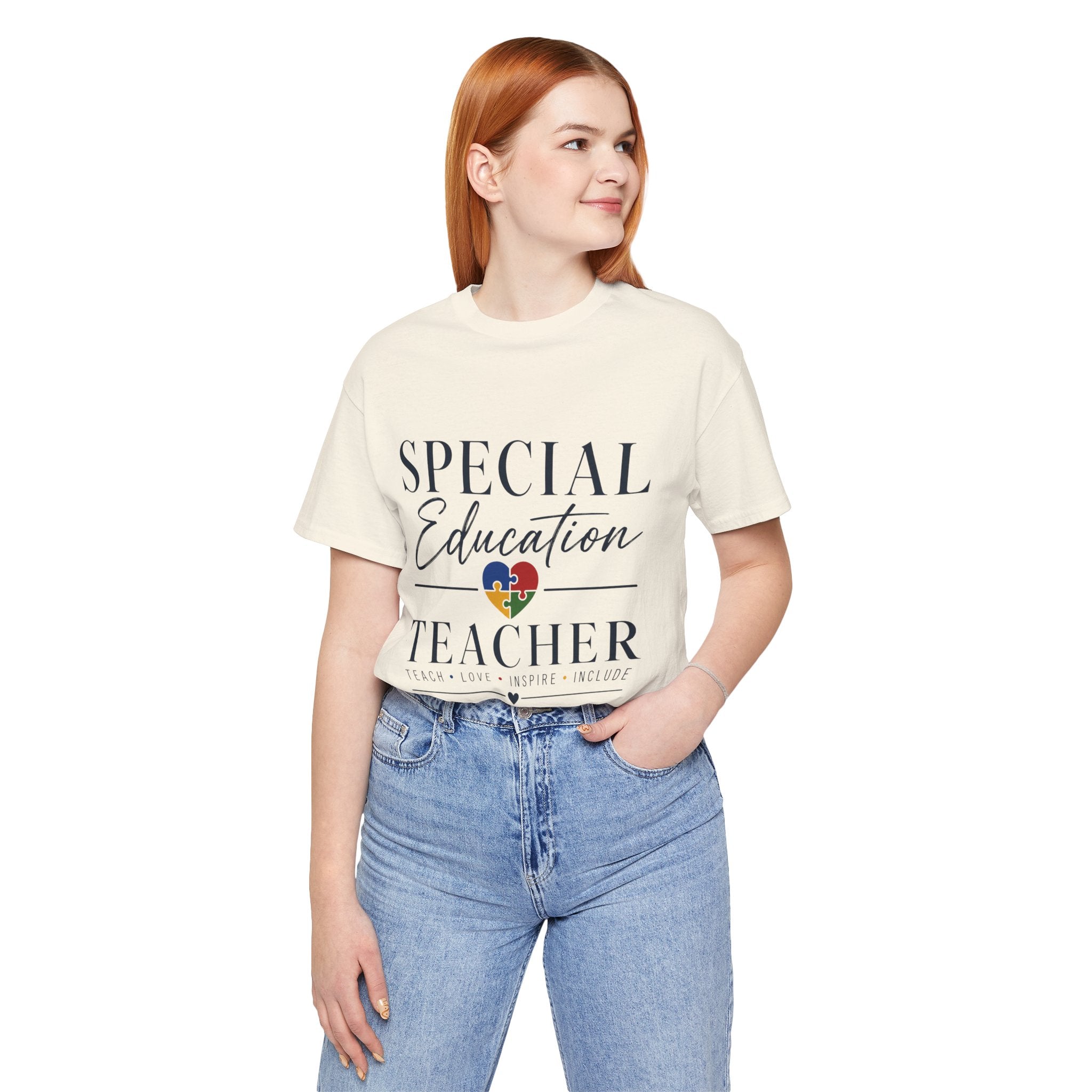 Special Education Teacher Shirt | Teach Love Inspire T-Shirt | Puzzle Heart Graphic Tee | Autism Acceptance Gift | Inclusive Teacher