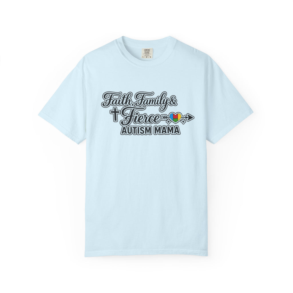 Faith Family Fierce Autism Mama Shirt, Autism Mom T-Shirt, Christian Autism Mom Gift, Fierce Mama Tee, Special Needs Mom Shirt